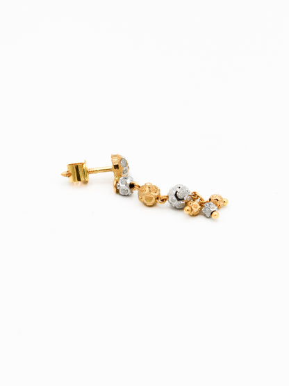 22ct Gold Two Tone Ball Earrings - Roop Darshan
