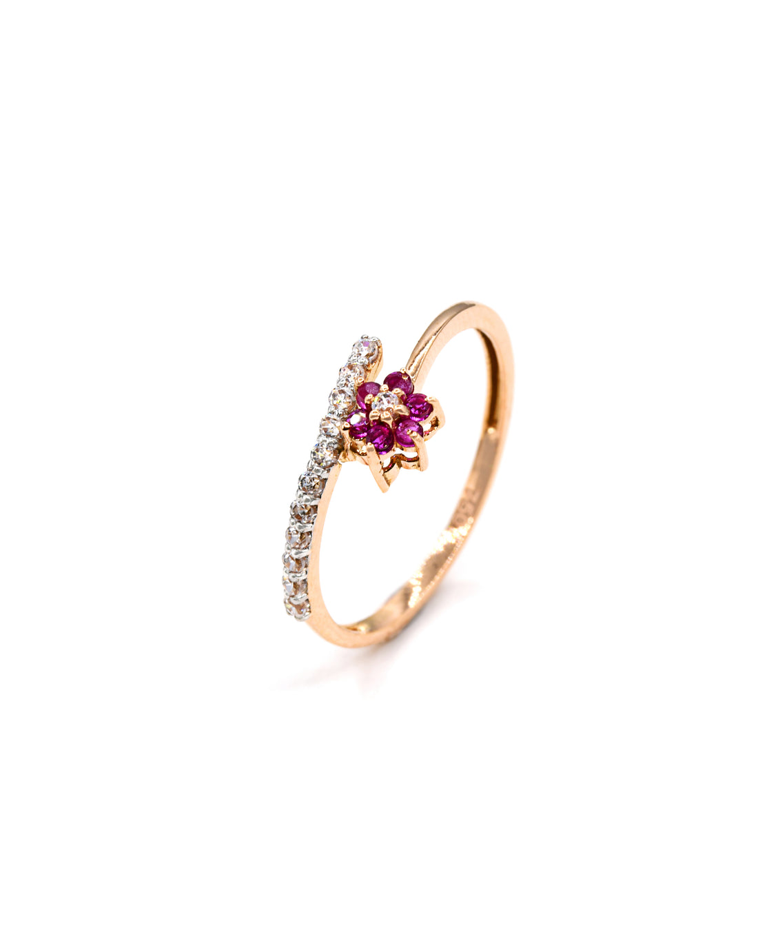 18ct Rose Gold CZ Ladies Ring 1.30 GMS - Roop Darshan