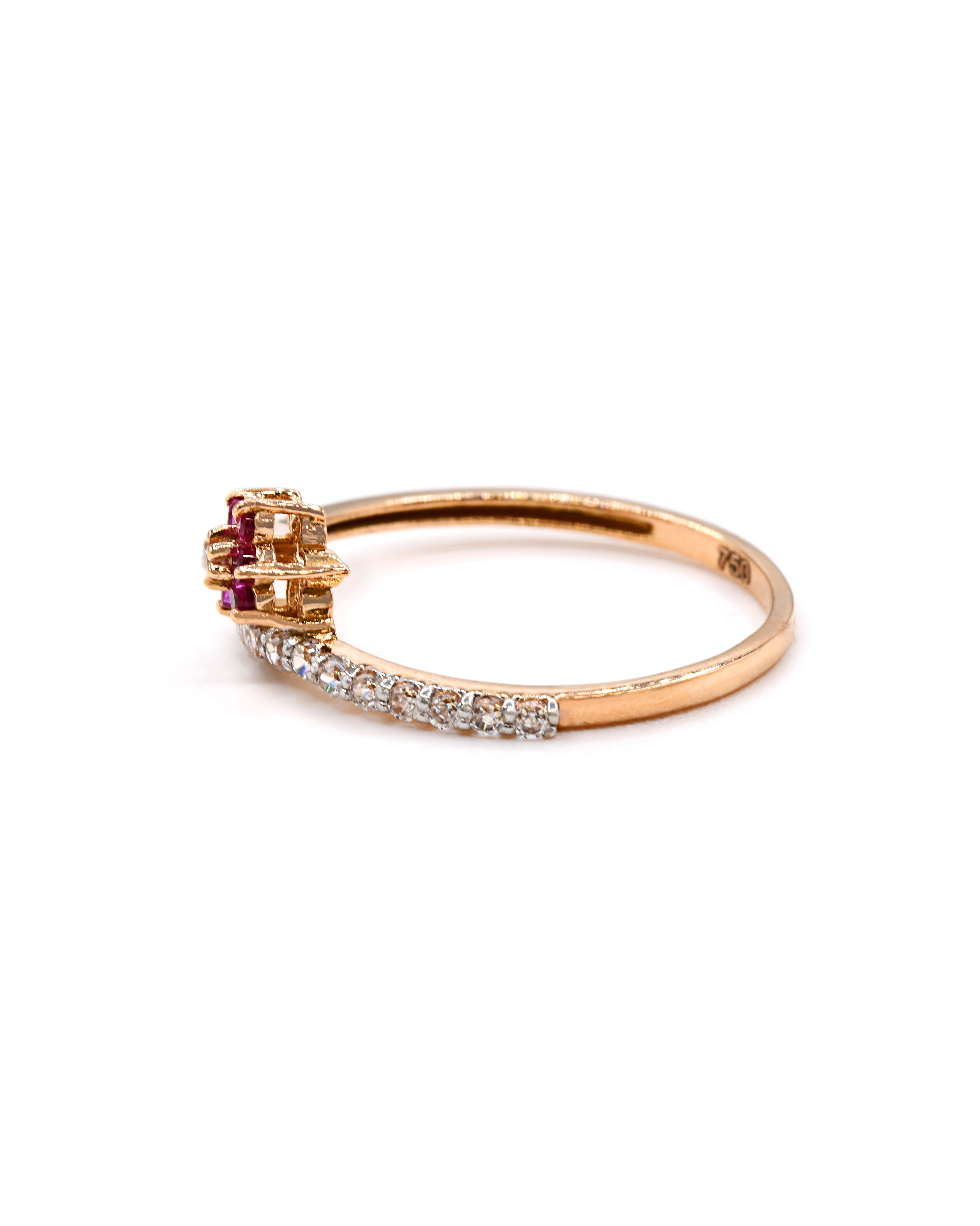 18ct Rose Gold CZ Ladies Ring 1.30 GMS - Roop Darshan