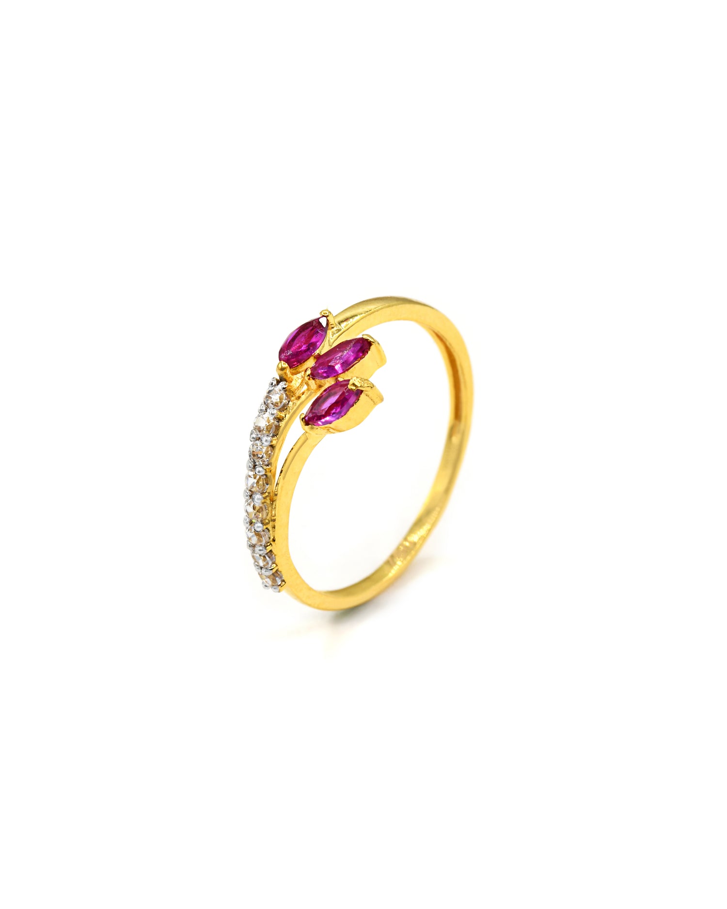 18ct Gold Pink CZ Ladies Ring 1.23 GMS - Roop Darshan