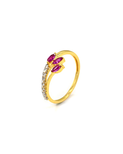18ct Gold Pink CZ Ladies Ring 1.23 GMS - Roop Darshan