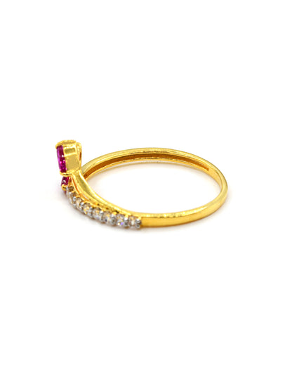 18ct Gold Pink CZ Ladies Ring 1.23 GMS - Roop Darshan