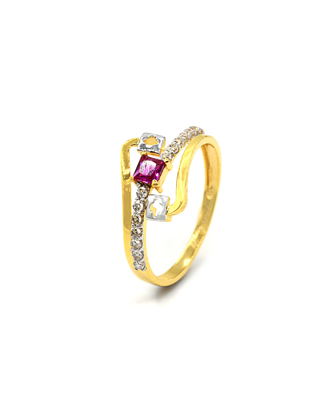 18ct Gold Pink CZ Ladies Ring 1.60 GMS - Roop Darshan