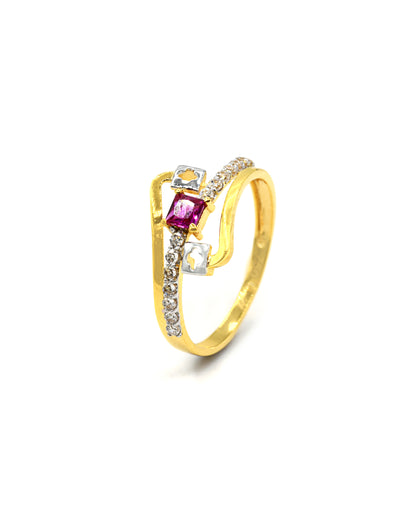 18ct Gold Pink CZ Ladies Ring 1.60 GMS - Roop Darshan