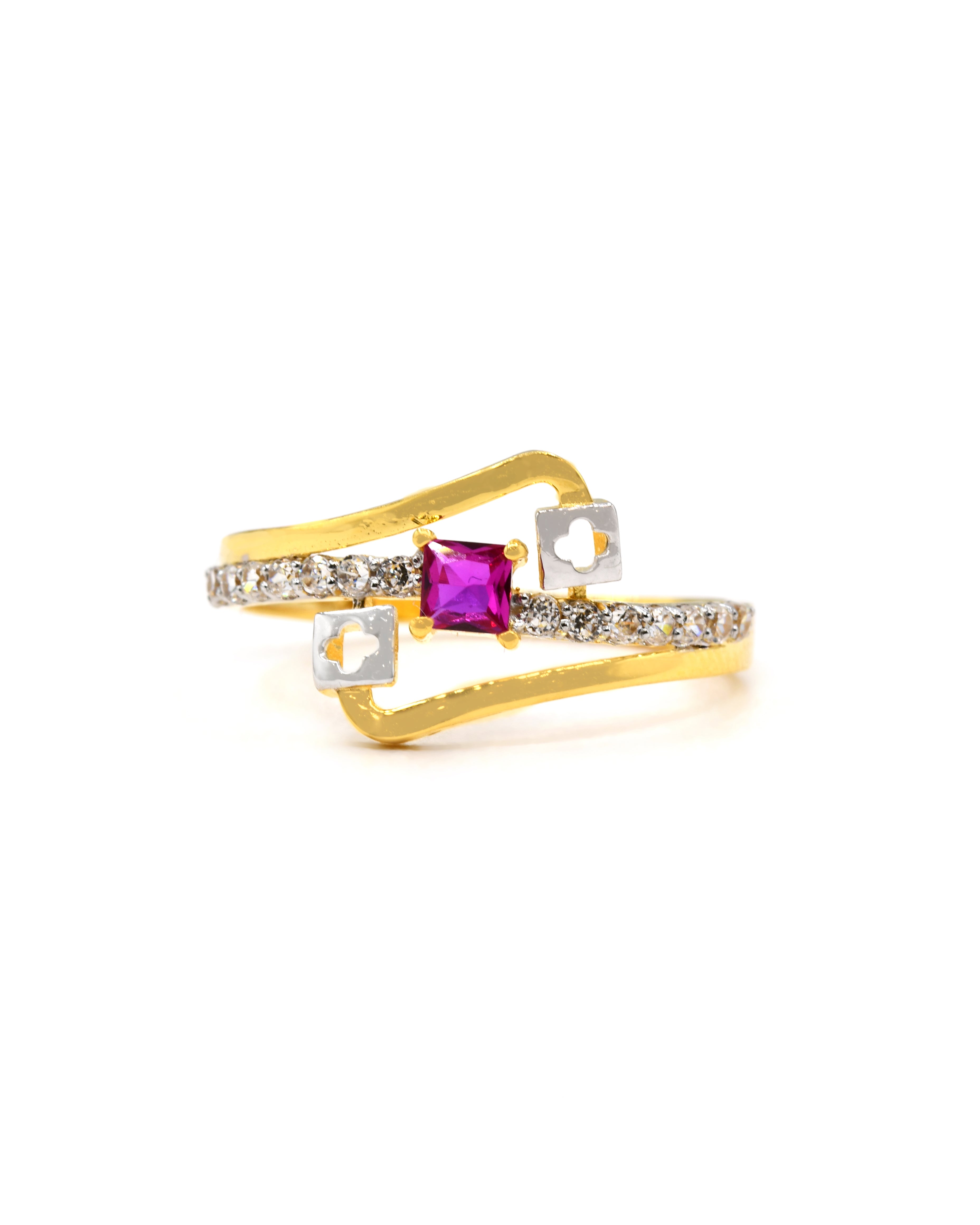 18ct Gold Pink CZ Ladies Ring 1.60 GMS - Roop Darshan