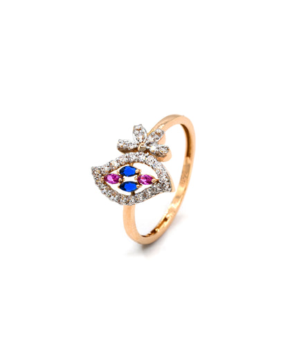 18ct Rose Gold Pink CZ Ladies Ring 1.89 GMS - Roop Darshan