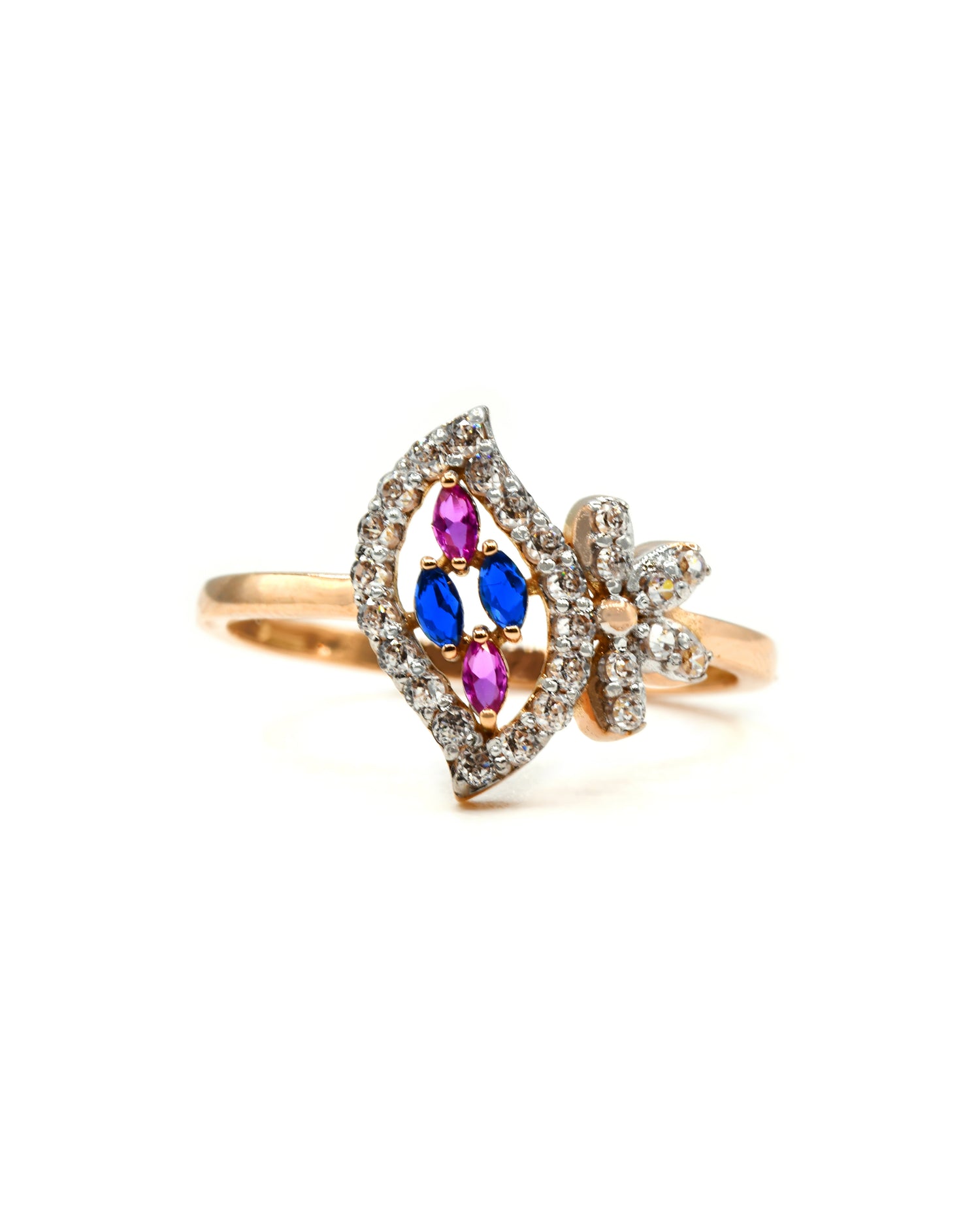 18ct Rose Gold Pink CZ Ladies Ring 1.89 GMS - Roop Darshan