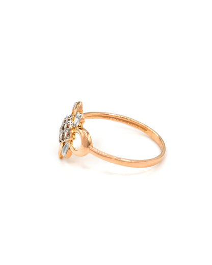 18ct Rose Gold Two Tone CZ Ladies Ring 1.46 GMS - Roop Darshan