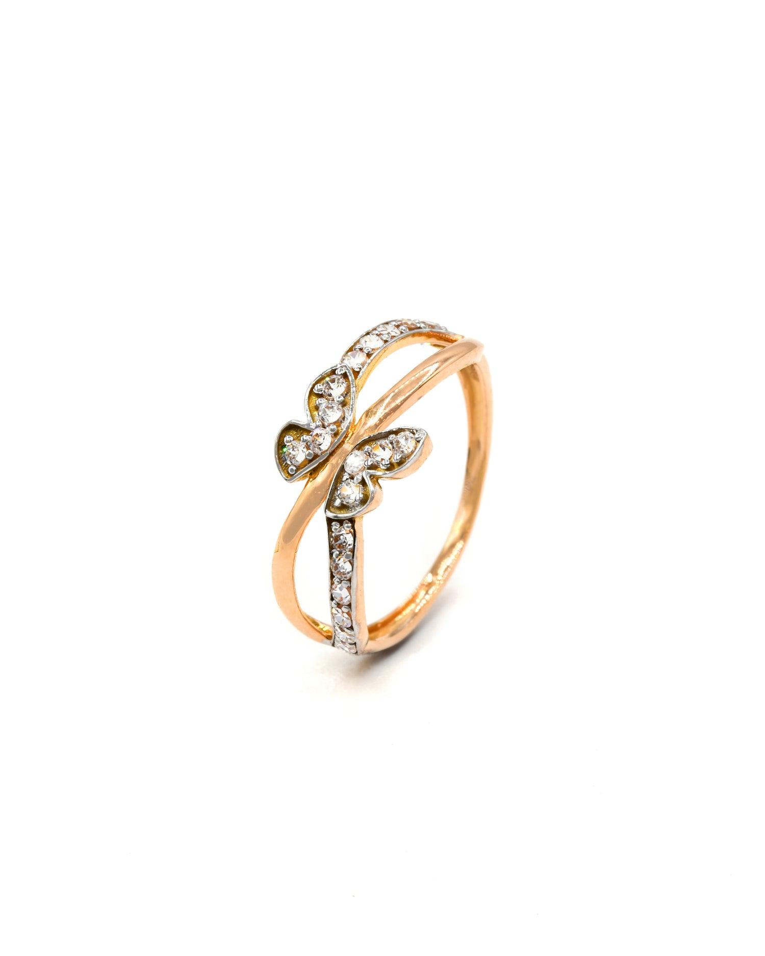 18ct Rose Gold CZ Butterfly Ladies Ring  1.40 GMS - Roop Darshan