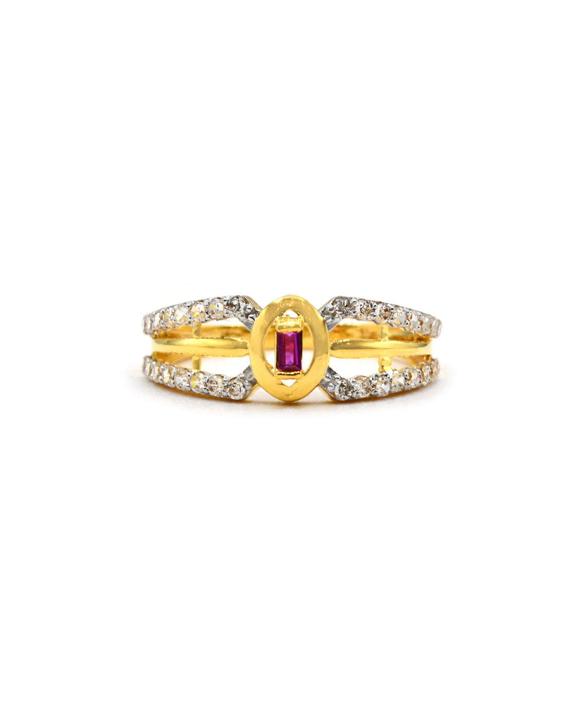 18ct Gold Pink CZ Ladies Ring 1.95 GMS - Roop Darshan
