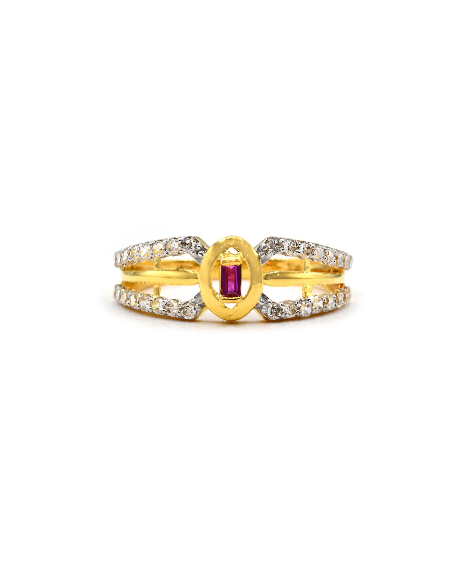 18ct Gold Pink CZ Ladies Ring 1.95 GMS - Roop Darshan