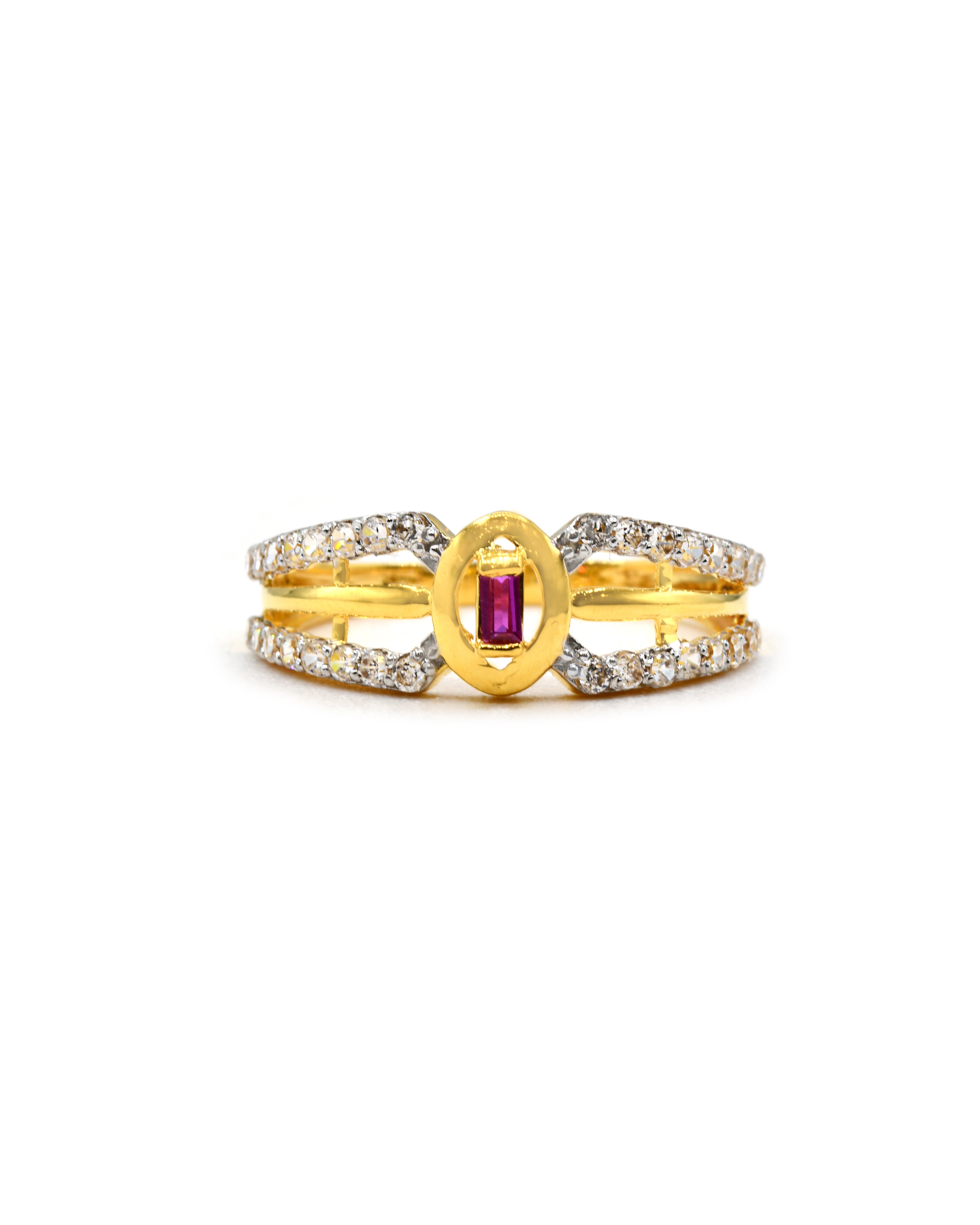 18ct Gold Pink CZ Ladies Ring 1.95 GMS - Roop Darshan