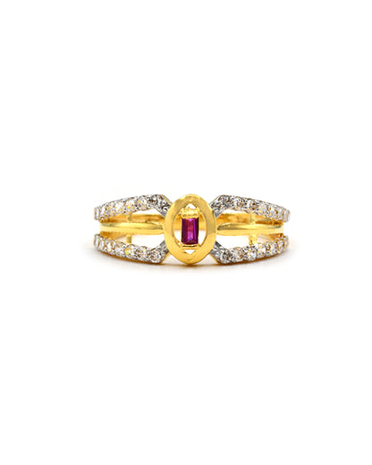 18ct Gold Pink CZ Ladies Ring 1.95 GMS - Roop Darshan