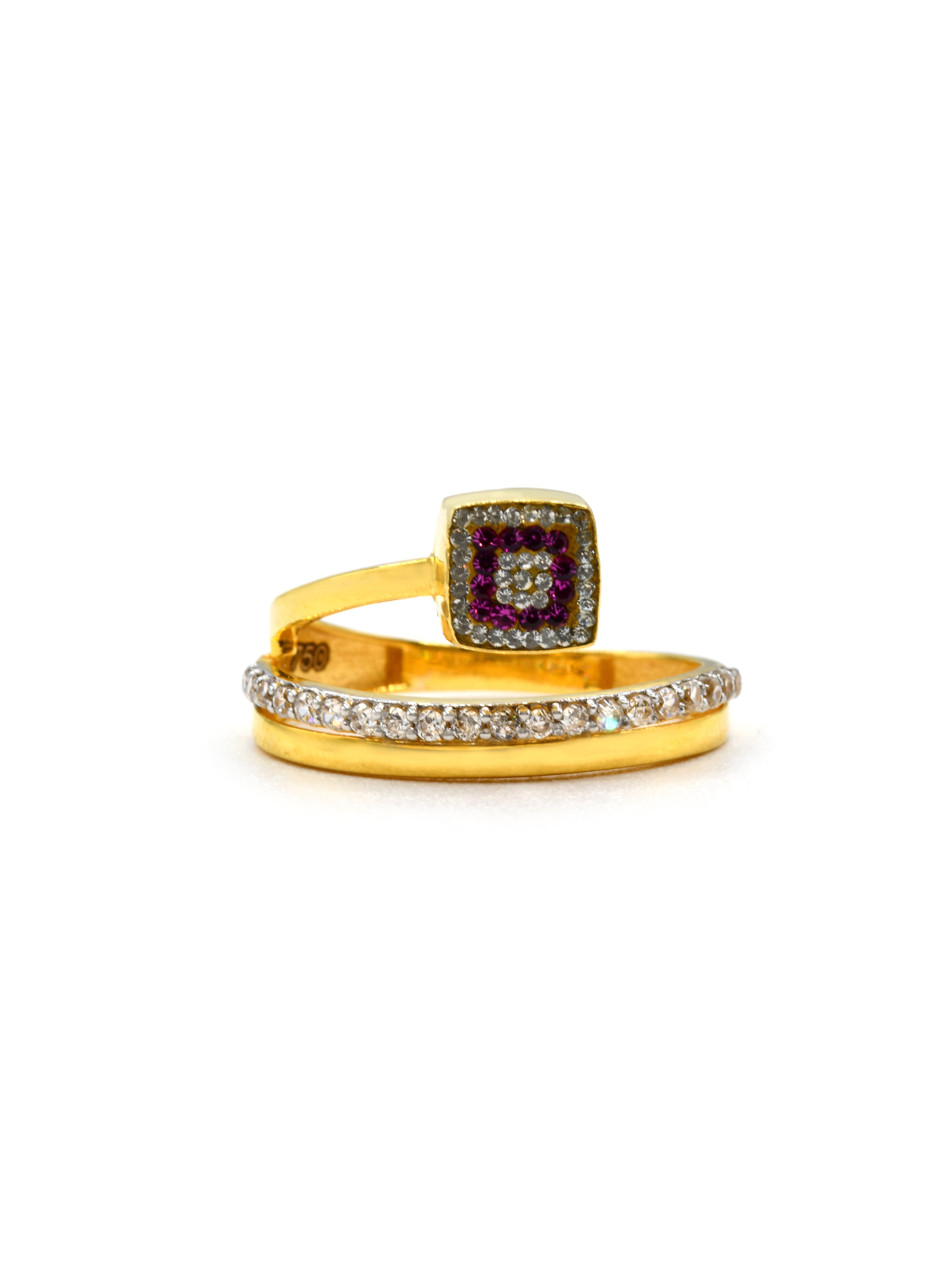 18ct Gold Pink CZ Ladies Ring 2.68 GMS - Roop Darshan