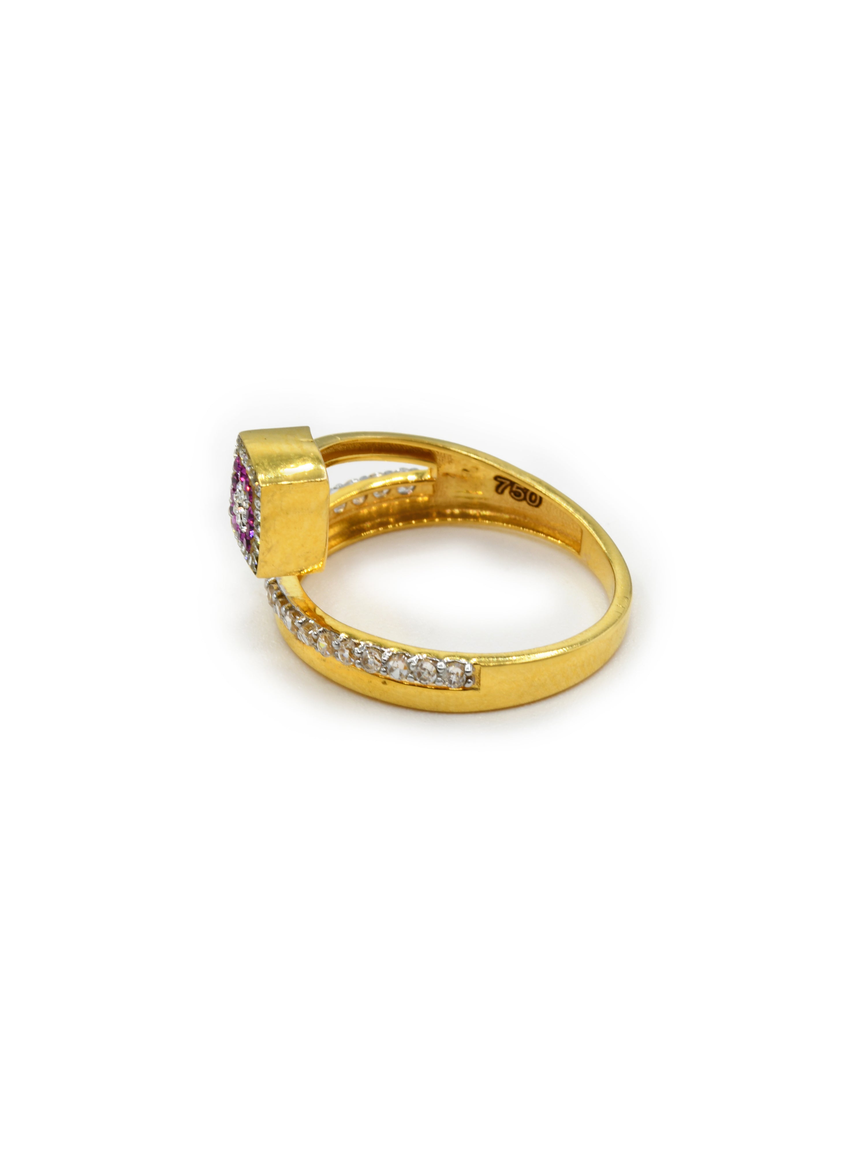 18ct Gold Pink CZ Ladies Ring 2.68 GMS - Roop Darshan