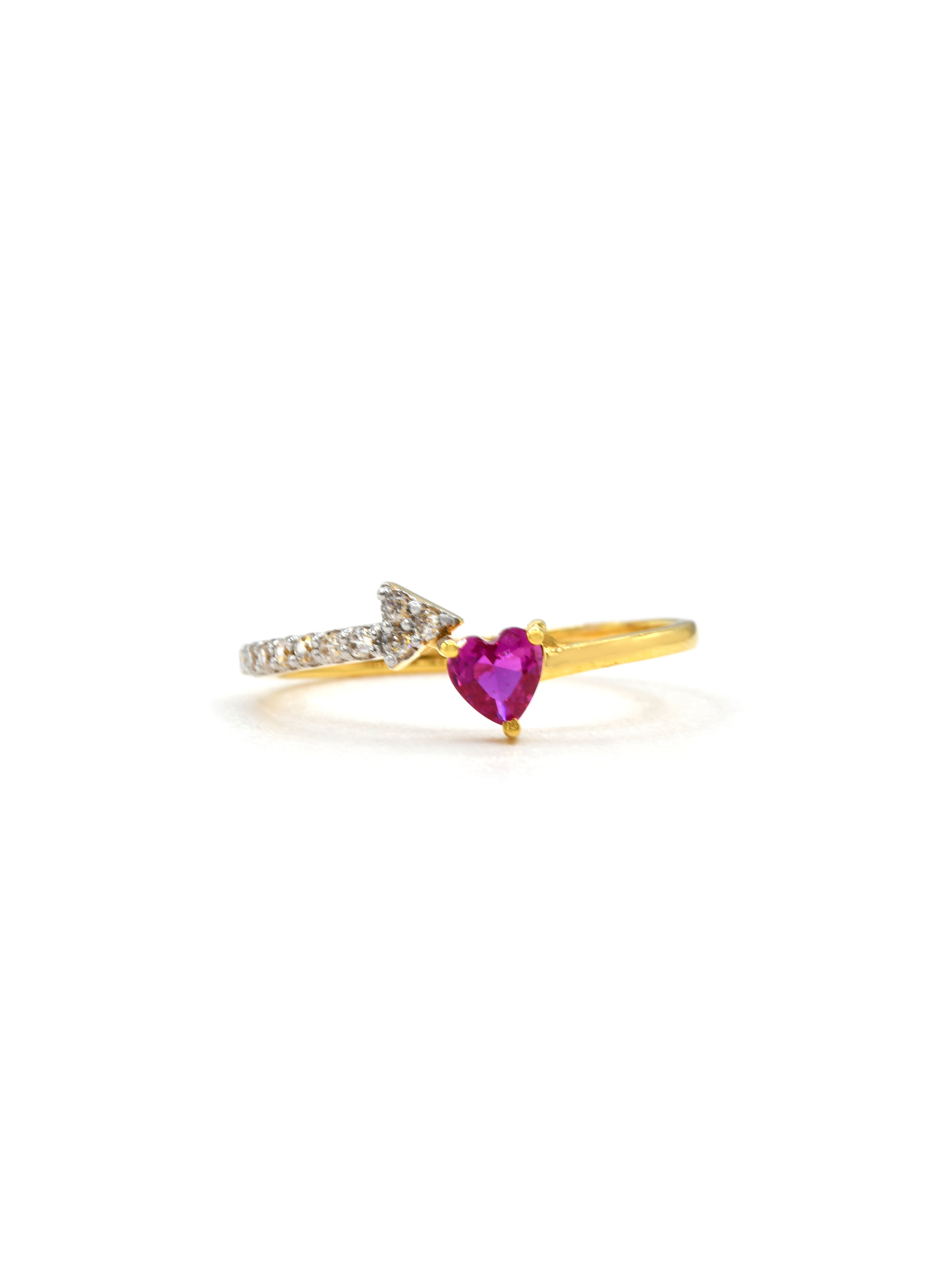 18ct Gold Pink Heart CZ Ladies Ring - Roop Darshan