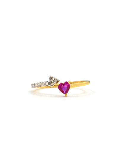18ct Gold Pink Heart CZ Ladies Ring - Roop Darshan