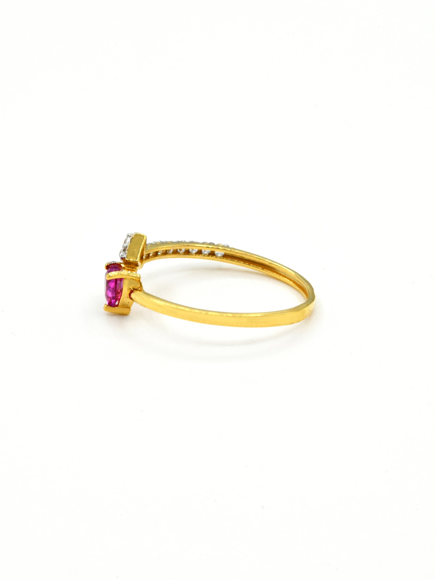 18ct Gold Pink Heart CZ Ladies Ring - Roop Darshan