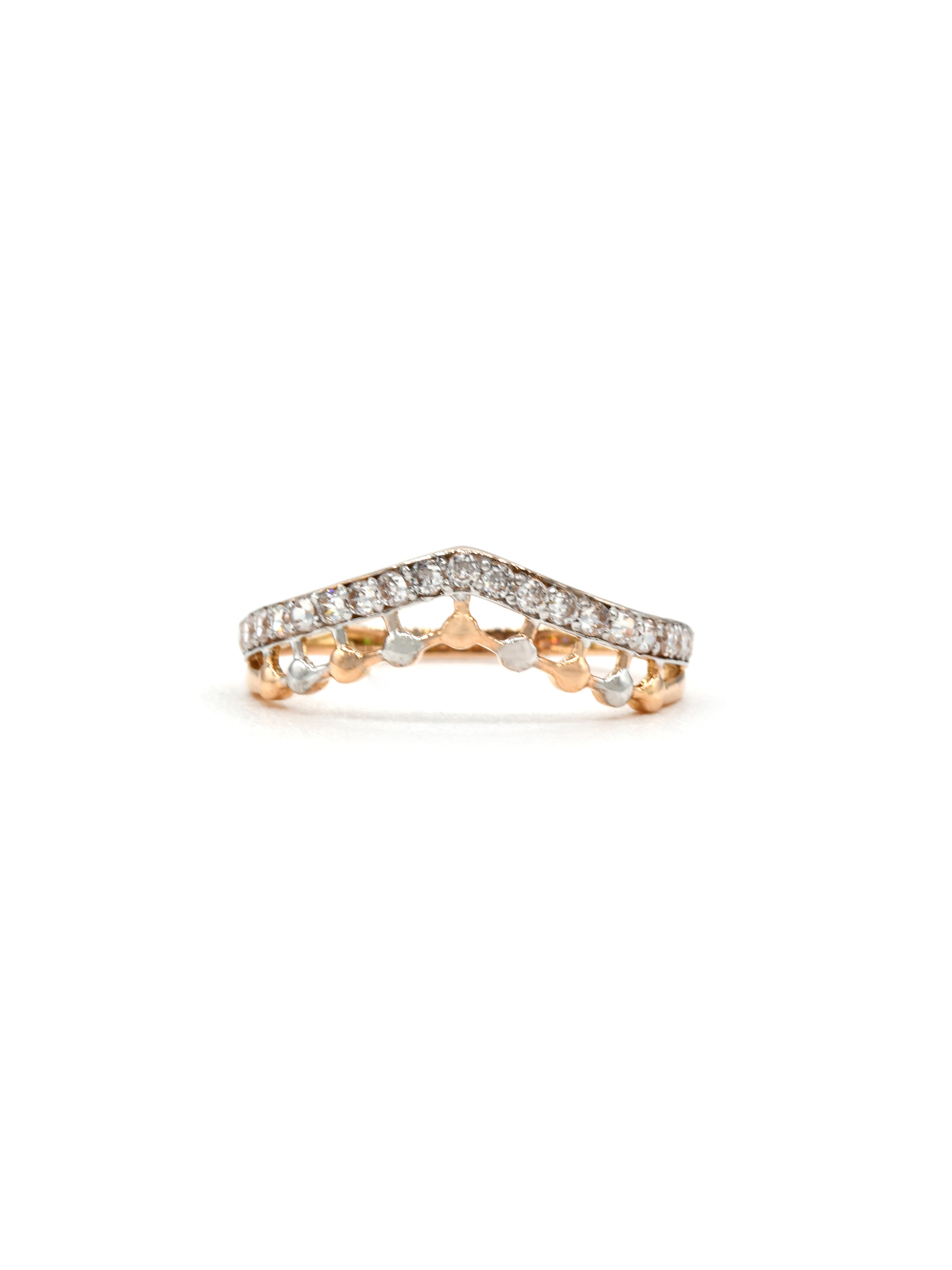 18ct Rose Gold CZ Ladies Ring 1.25 GMS - Roop Darshan