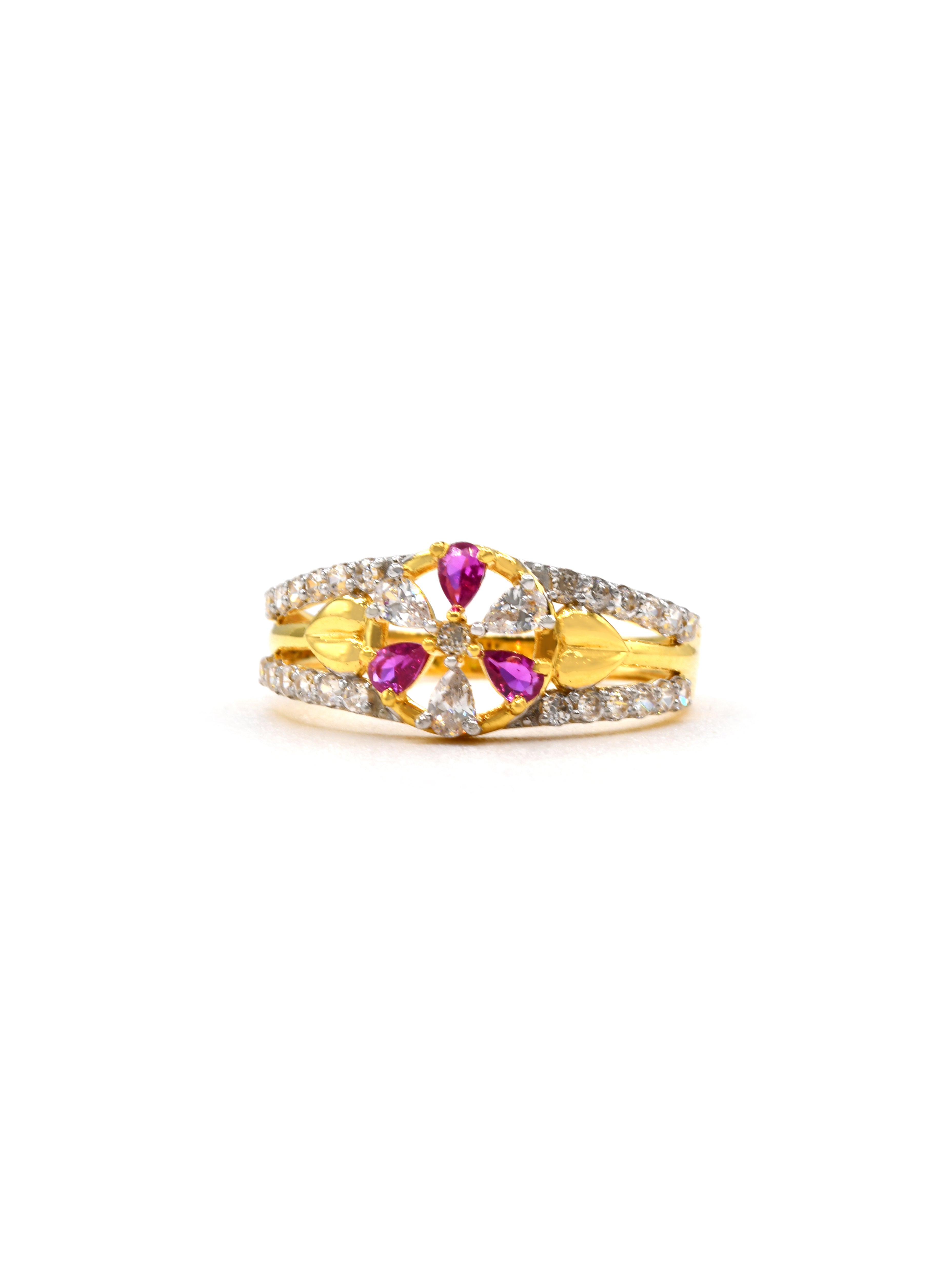 18ct Gold Pink CZ Ladies Ring 2.11 GMS - Roop Darshan