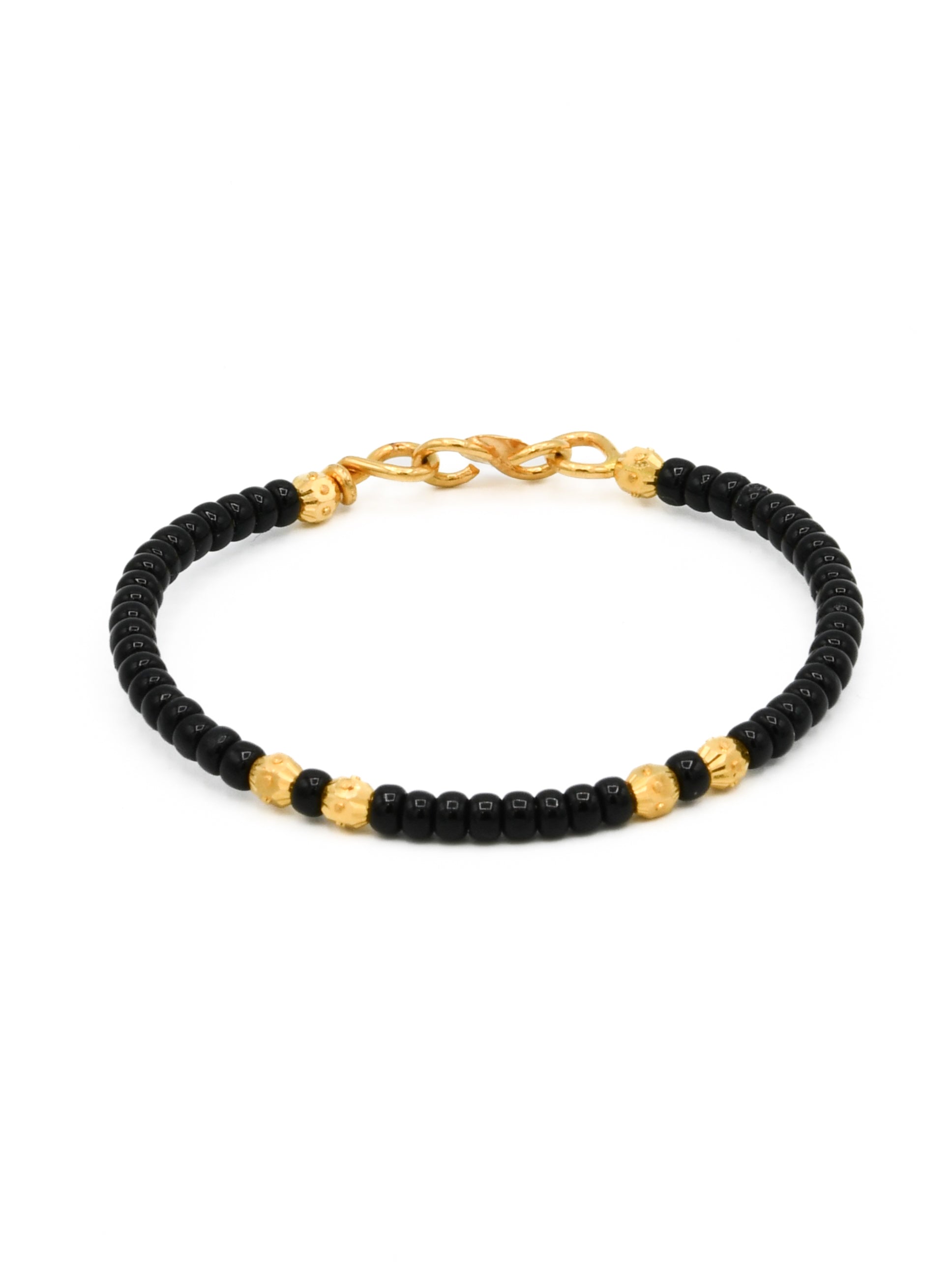22ct Gold Black Beads Ball Pair Baby Bangle - Roop Darshan