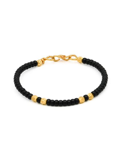 22ct Gold Black Beads Ball Pair Baby Bangle - Roop Darshan