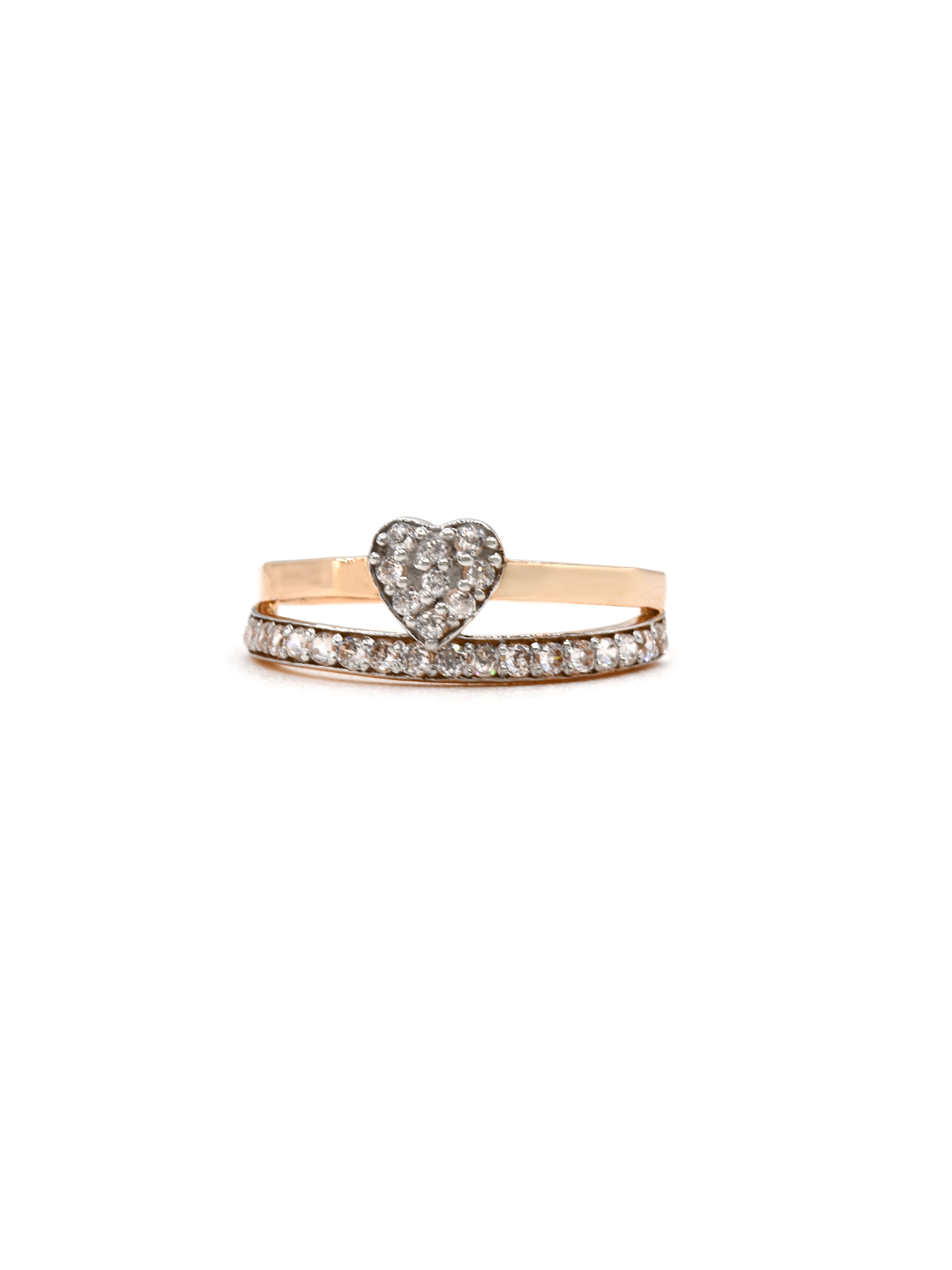 18ct Rose Gold Heart CZ Ladies Ring 1.65 GMS - Roop Darshan