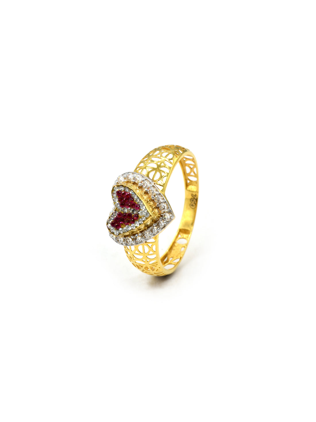 18ct Gold Pink Heart CZ Ladies Ring 1.66 GMS - Roop Darshan