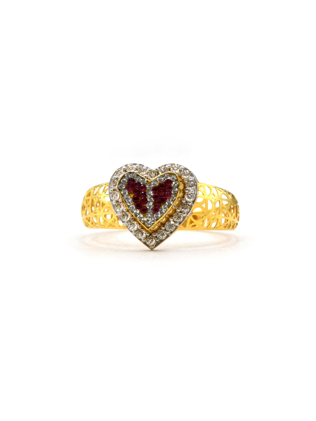 18ct Gold Pink Heart CZ Ladies Ring 1.66 GMS - Roop Darshan