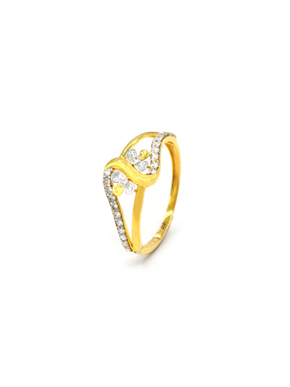 18ct Gold Two Tone CZ Ladies Ring 1.36 GMS - Roop Darshan