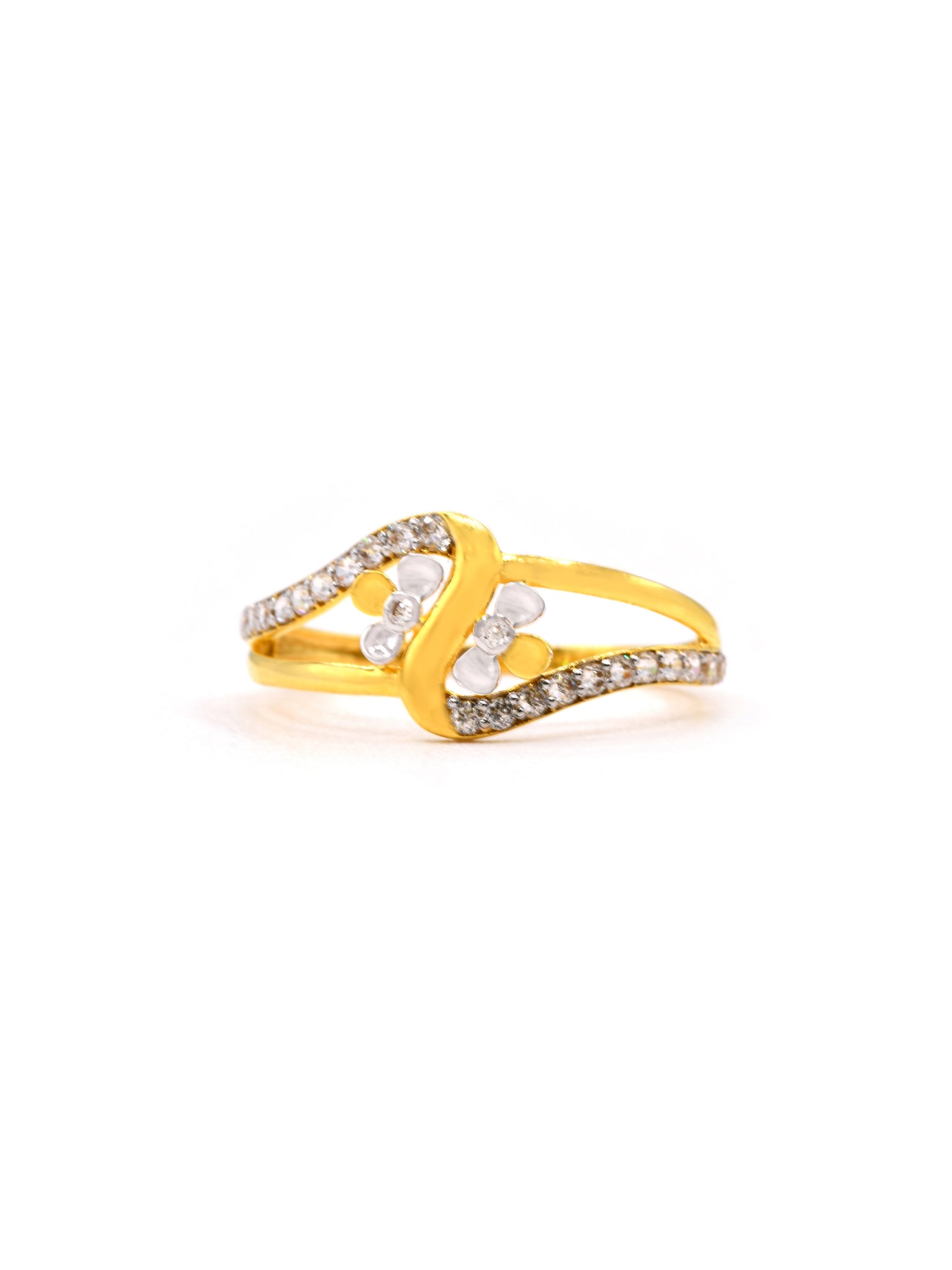 18ct Gold Two Tone CZ Ladies Ring 1.36 GMS - Roop Darshan