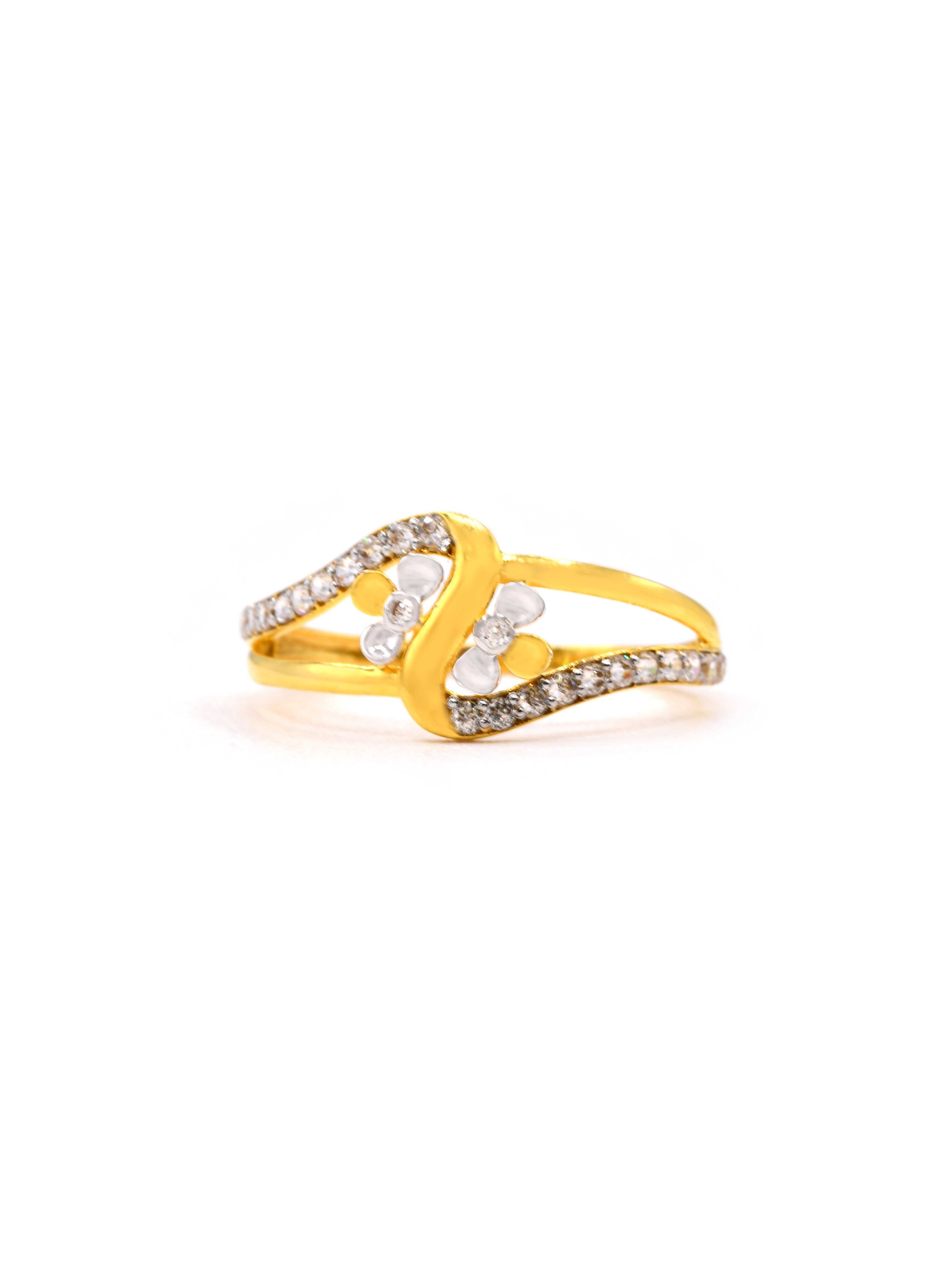 18ct Gold Two Tone CZ Ladies Ring 1.36 GMS - Roop Darshan