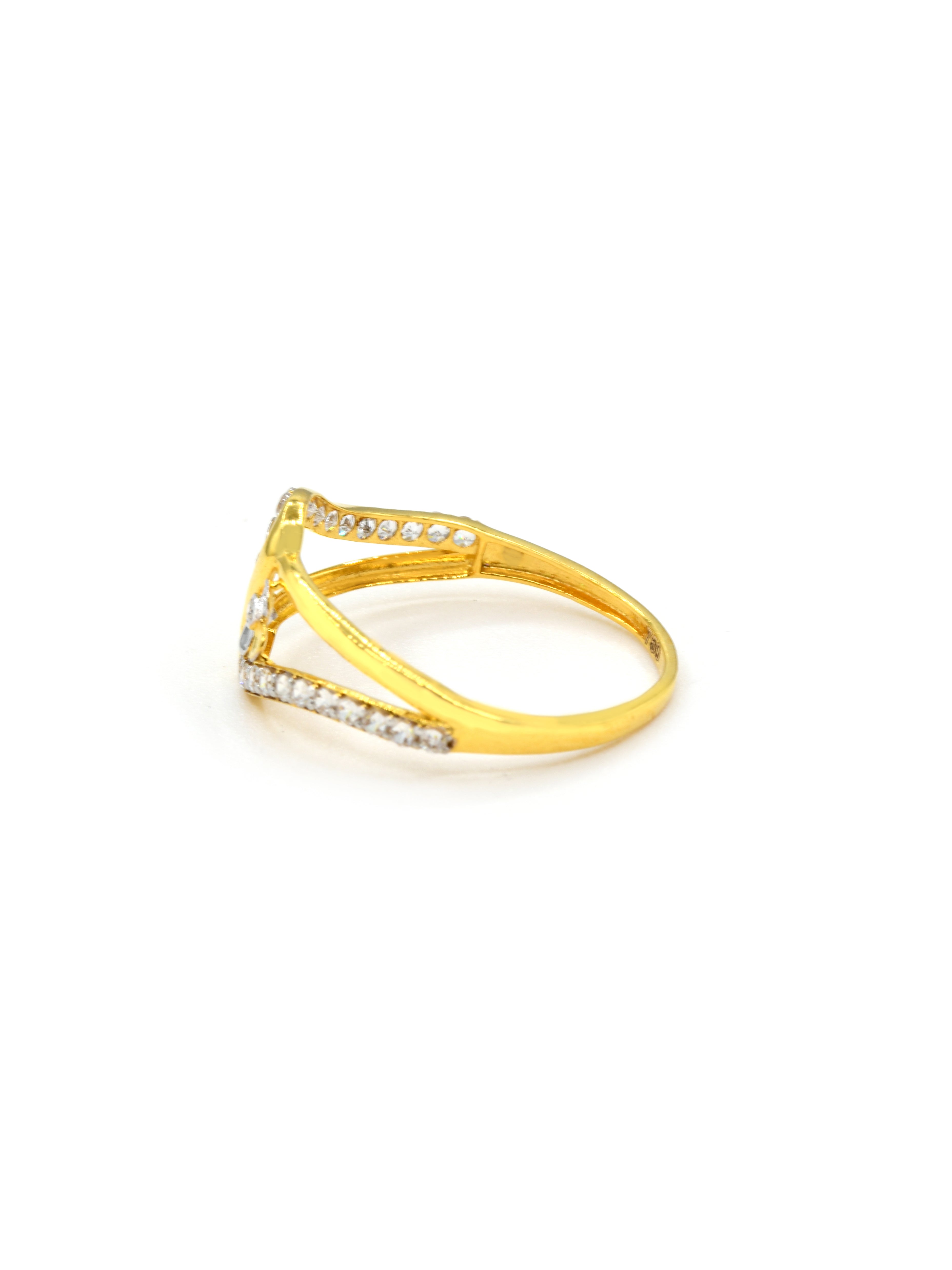 18ct Gold Two Tone CZ Ladies Ring 1.36 GMS - Roop Darshan