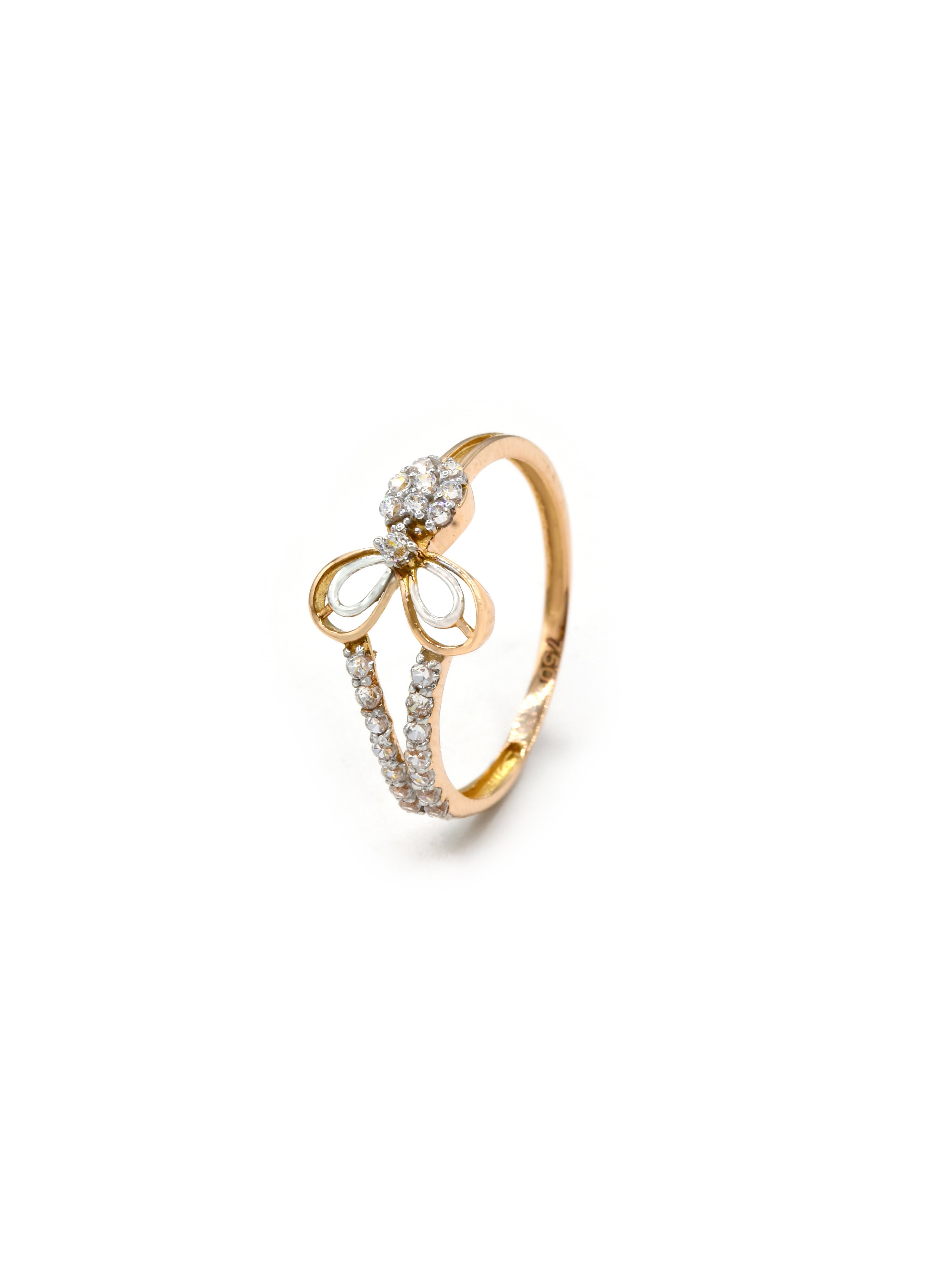 18ct Rose Gold CZ Ladies Ring 1.35 GMS - Roop Darshan