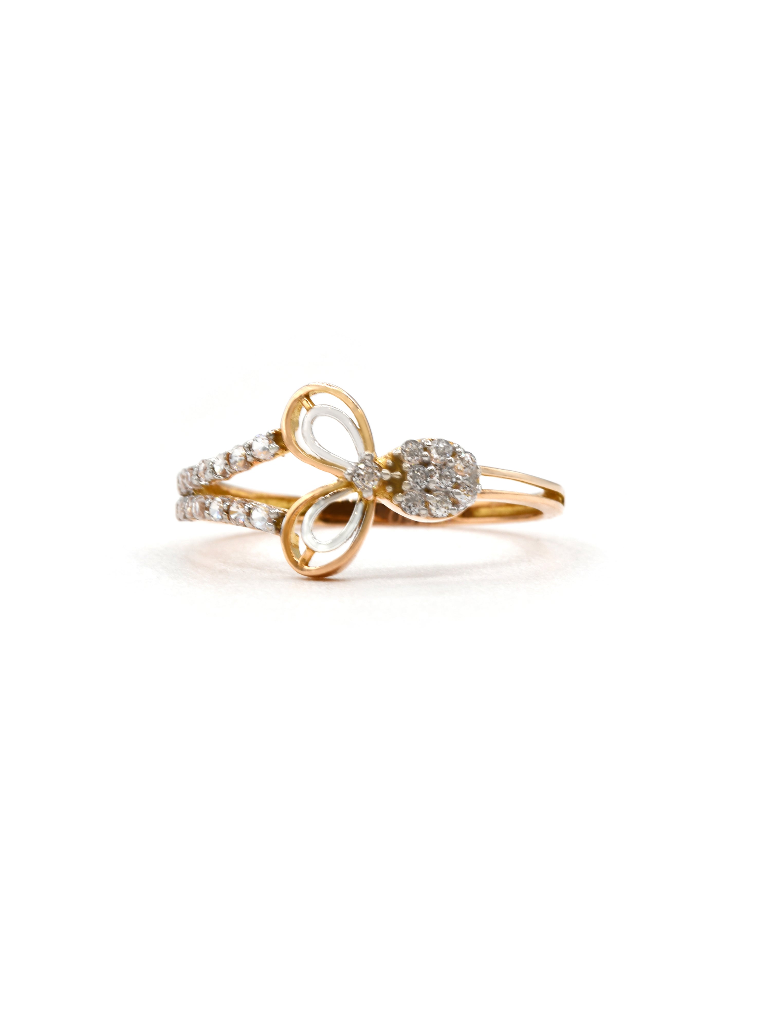 18ct Rose Gold CZ Ladies Ring 1.35 GMS - Roop Darshan
