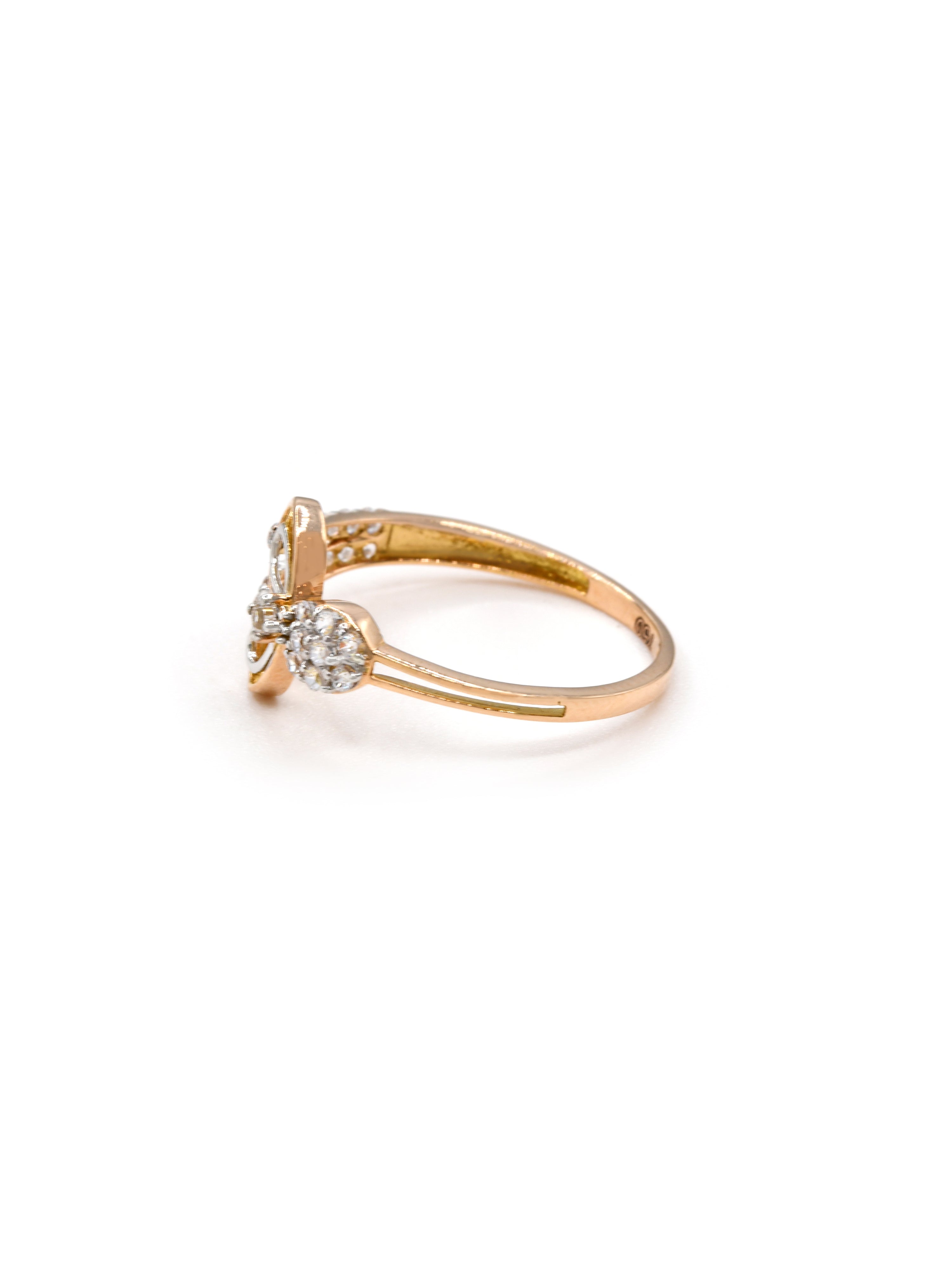 18ct Rose Gold CZ Ladies Ring 1.35 GMS - Roop Darshan