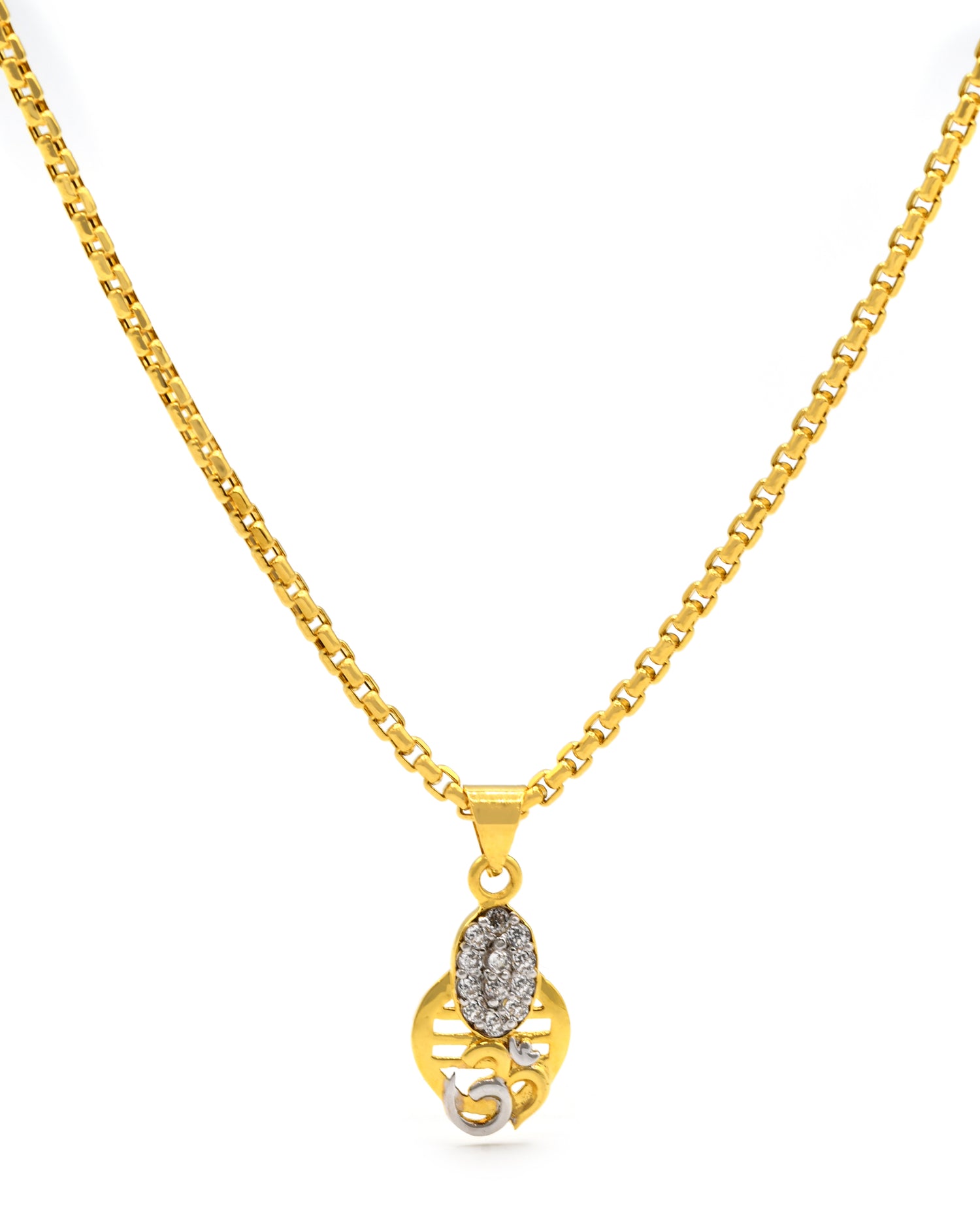18ct Gold CZ OM Pendent 0.67 GMS - Roop Darshan