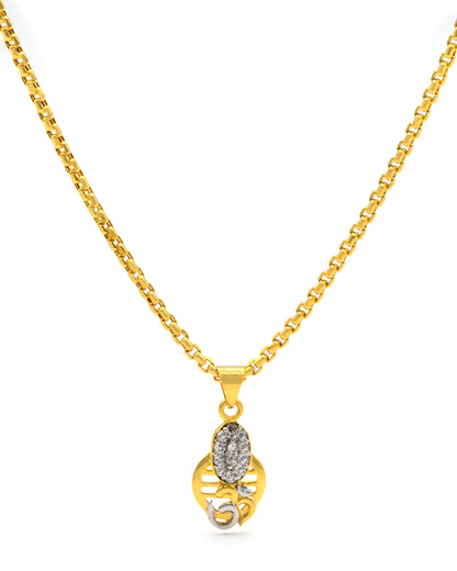 18ct Gold CZ OM Pendent 0.67 GMS - Roop Darshan