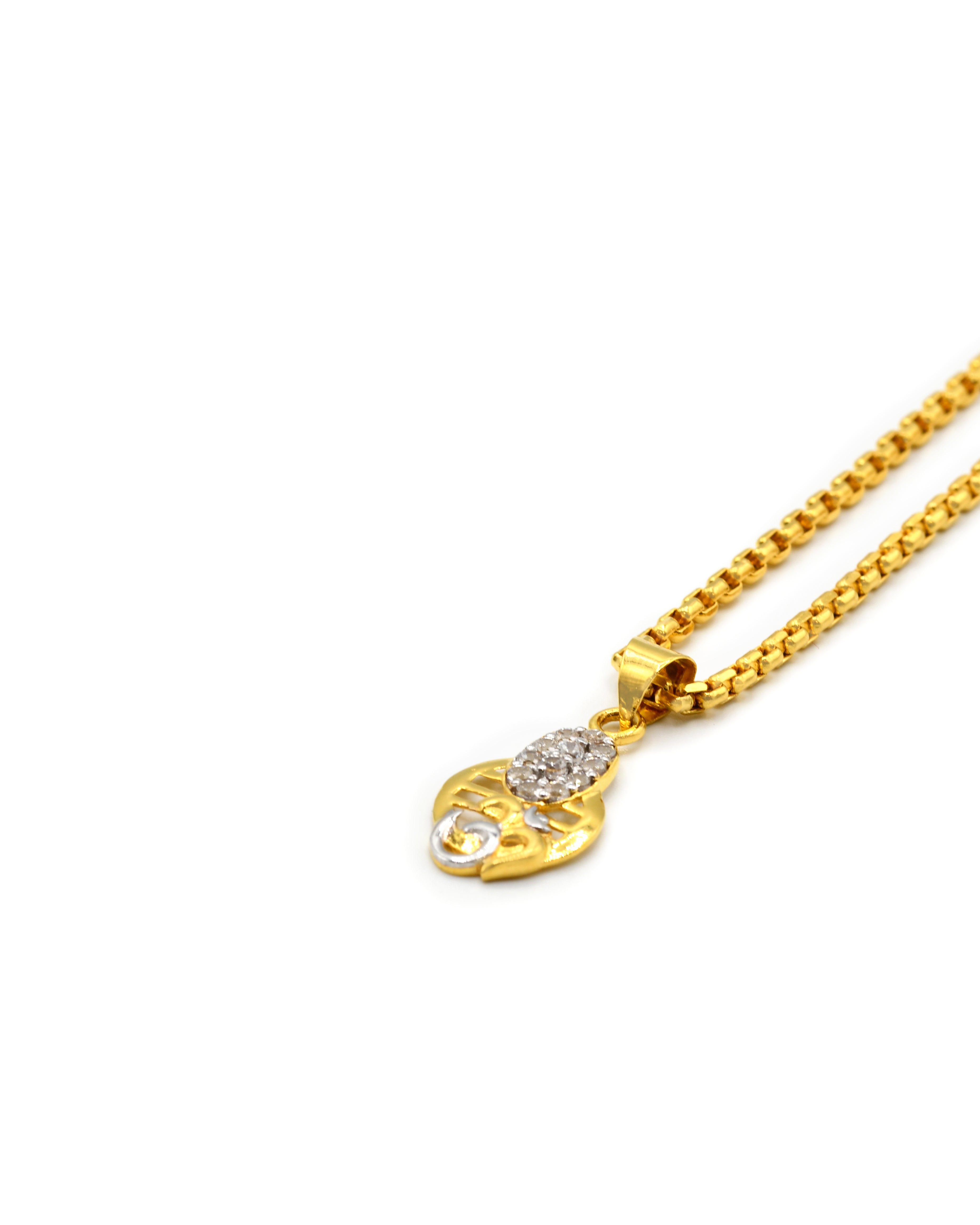 18ct Gold CZ OM Pendent 0.67 GMS - Roop Darshan