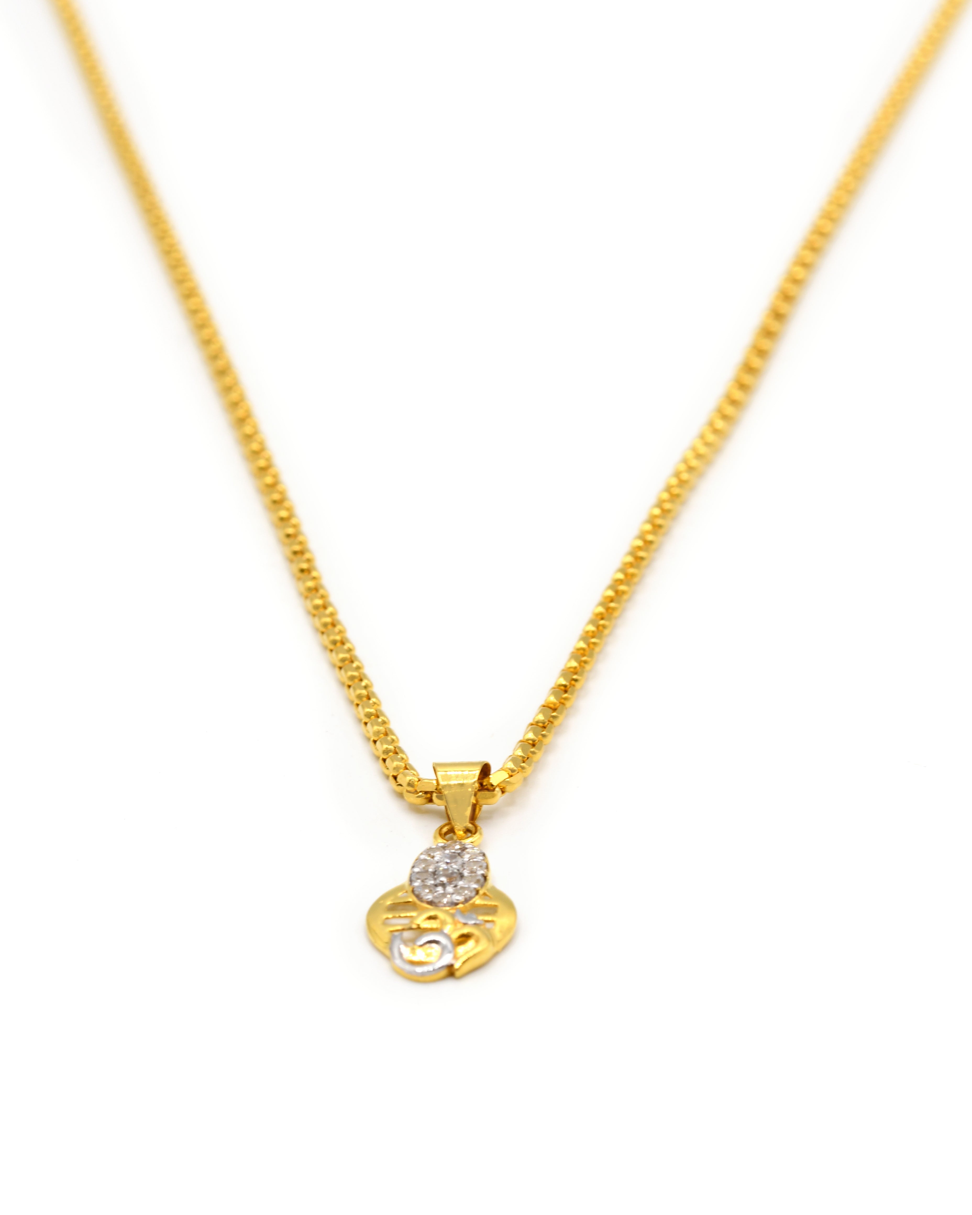 18ct Gold CZ OM Pendent 0.67 GMS - Roop Darshan