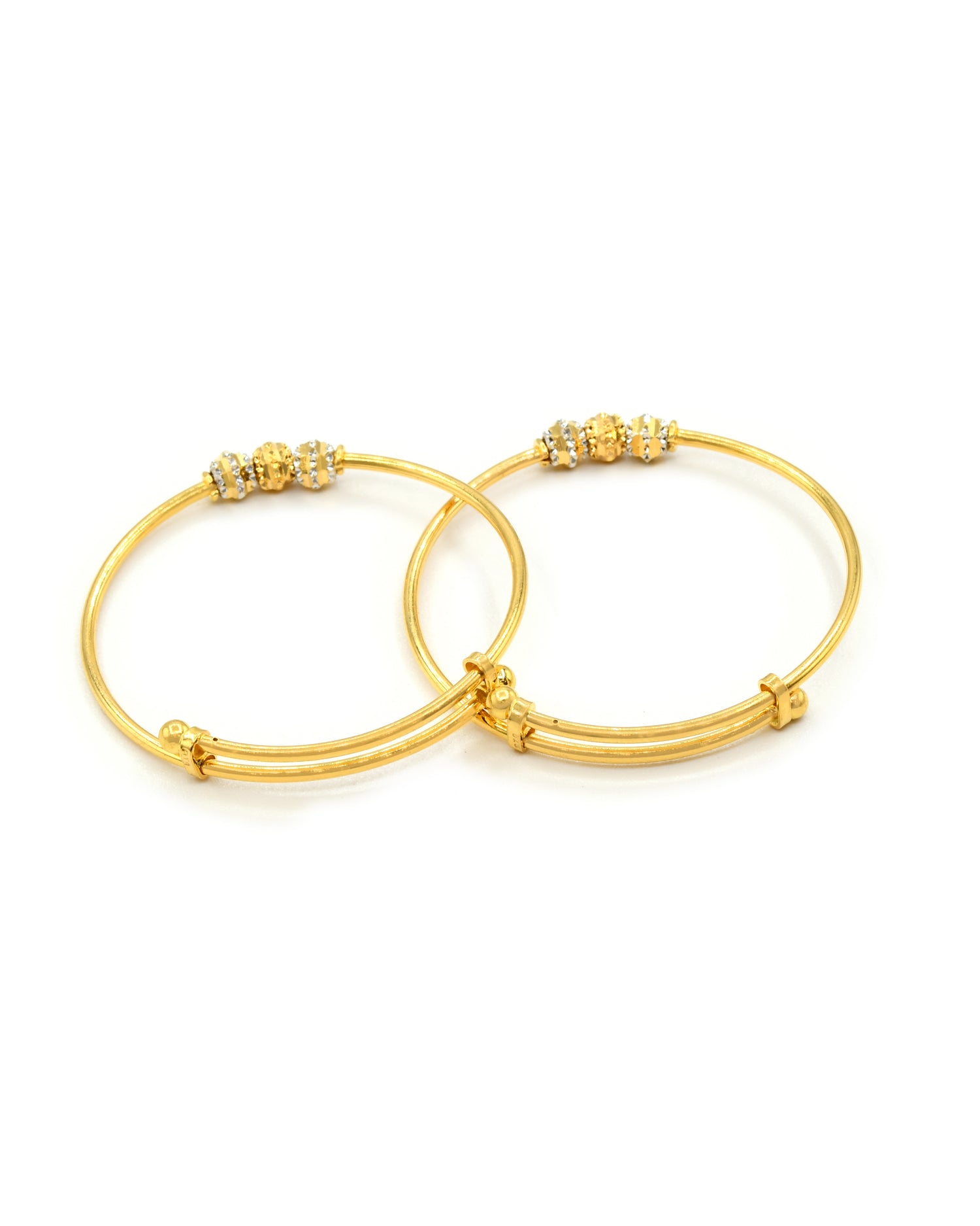 22ct Gold Ball 2 Piece Adjustable Baby Bangle 5.74 GMS - Roop Darshan