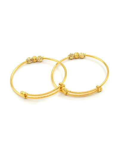 22ct Gold Ball 2 Piece Adjustable Baby Bangle 5.74 GMS - Roop Darshan