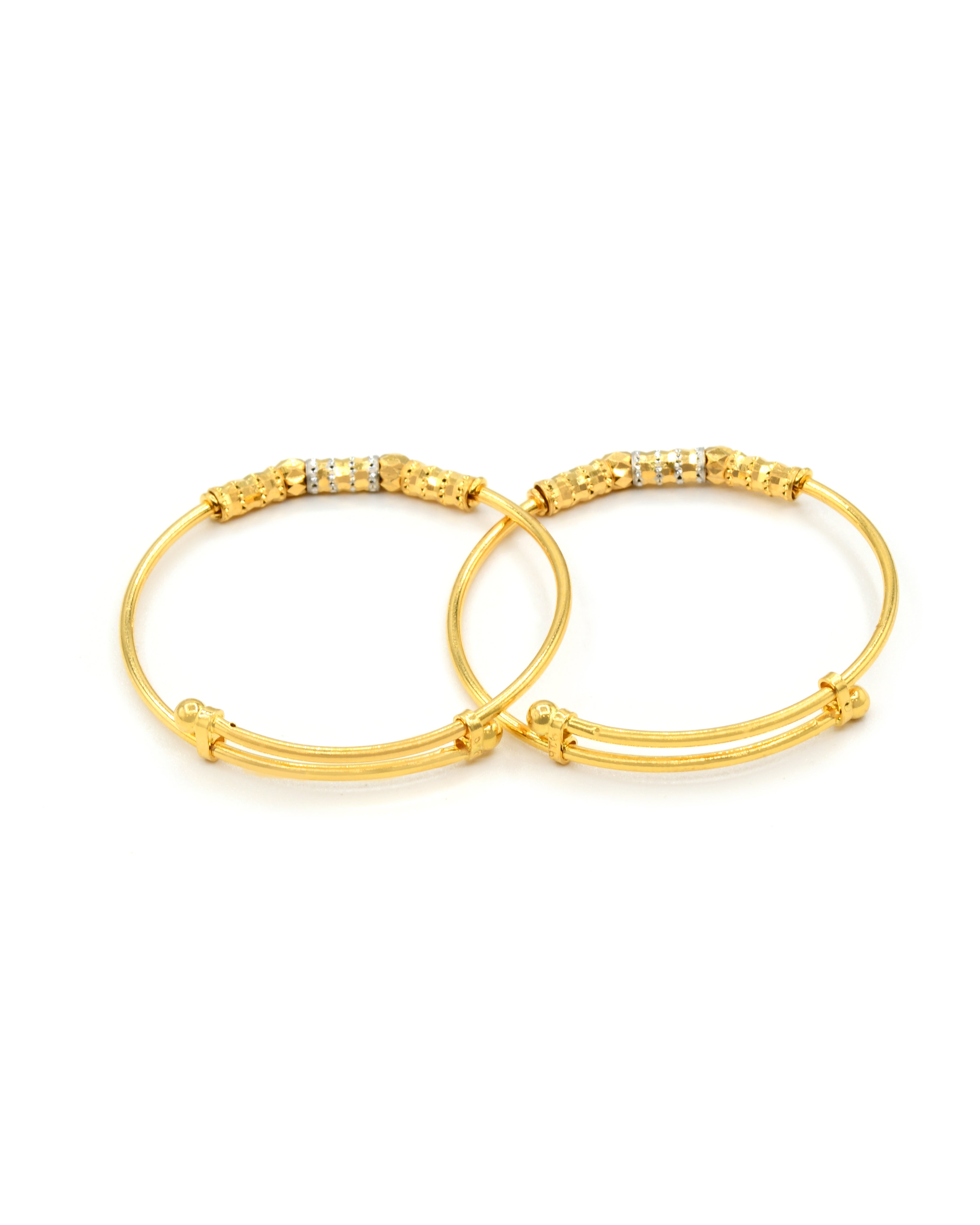 22ct Gold Ball 2 Piece Adjustable Baby Bangle 5.87 GMS - Roop Darshan