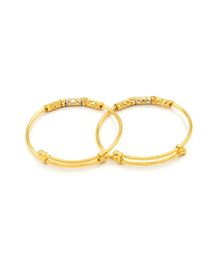 22ct Gold Ball 2 Piece Adjustable Baby Bangle 5.87 GMS - Roop Darshan