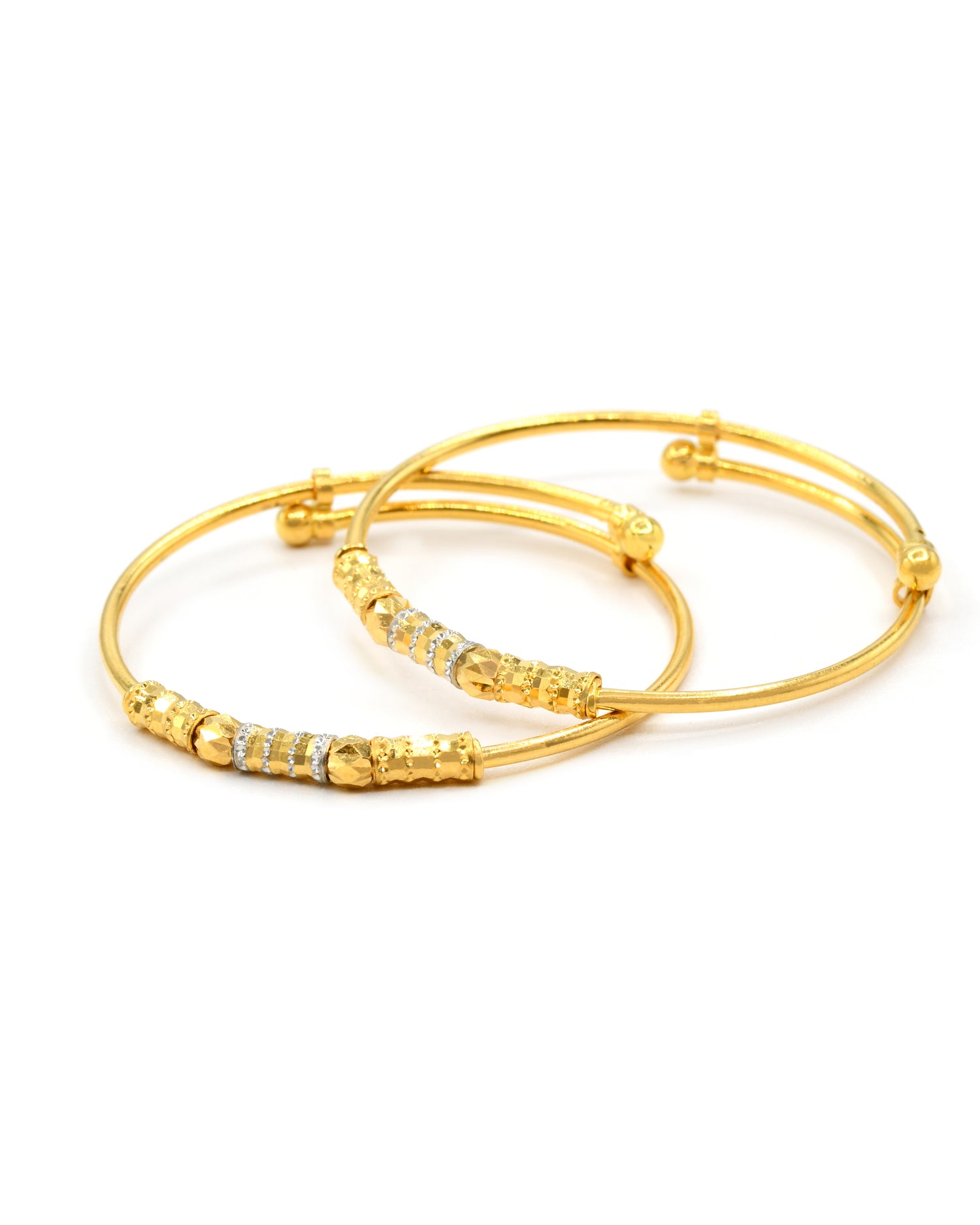22ct Gold Ball 2 Piece Adjustable Baby Bangle 5.87 GMS - Roop Darshan