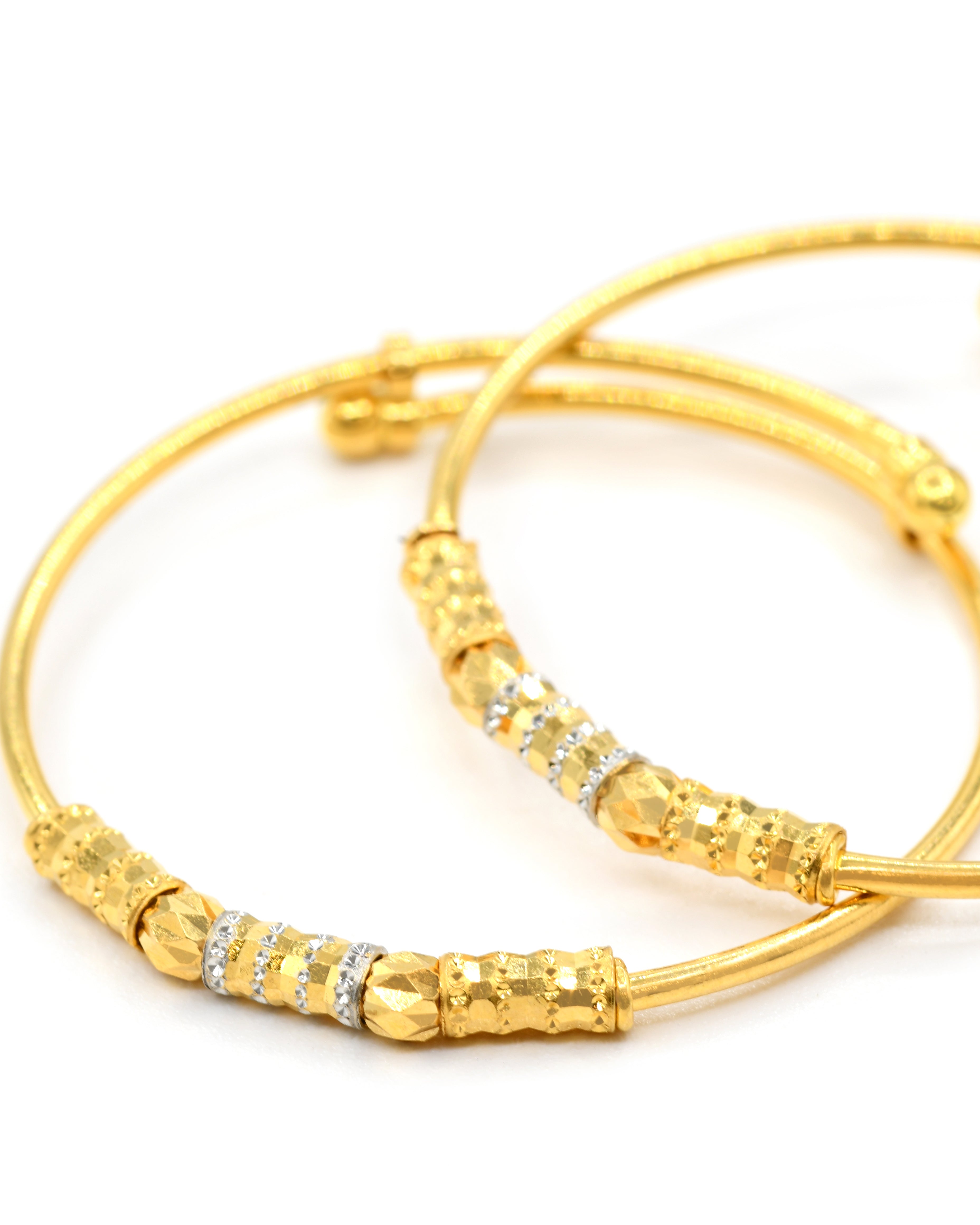 22ct Gold Ball 2 Piece Adjustable Baby Bangle 5.87 GMS - Roop Darshan