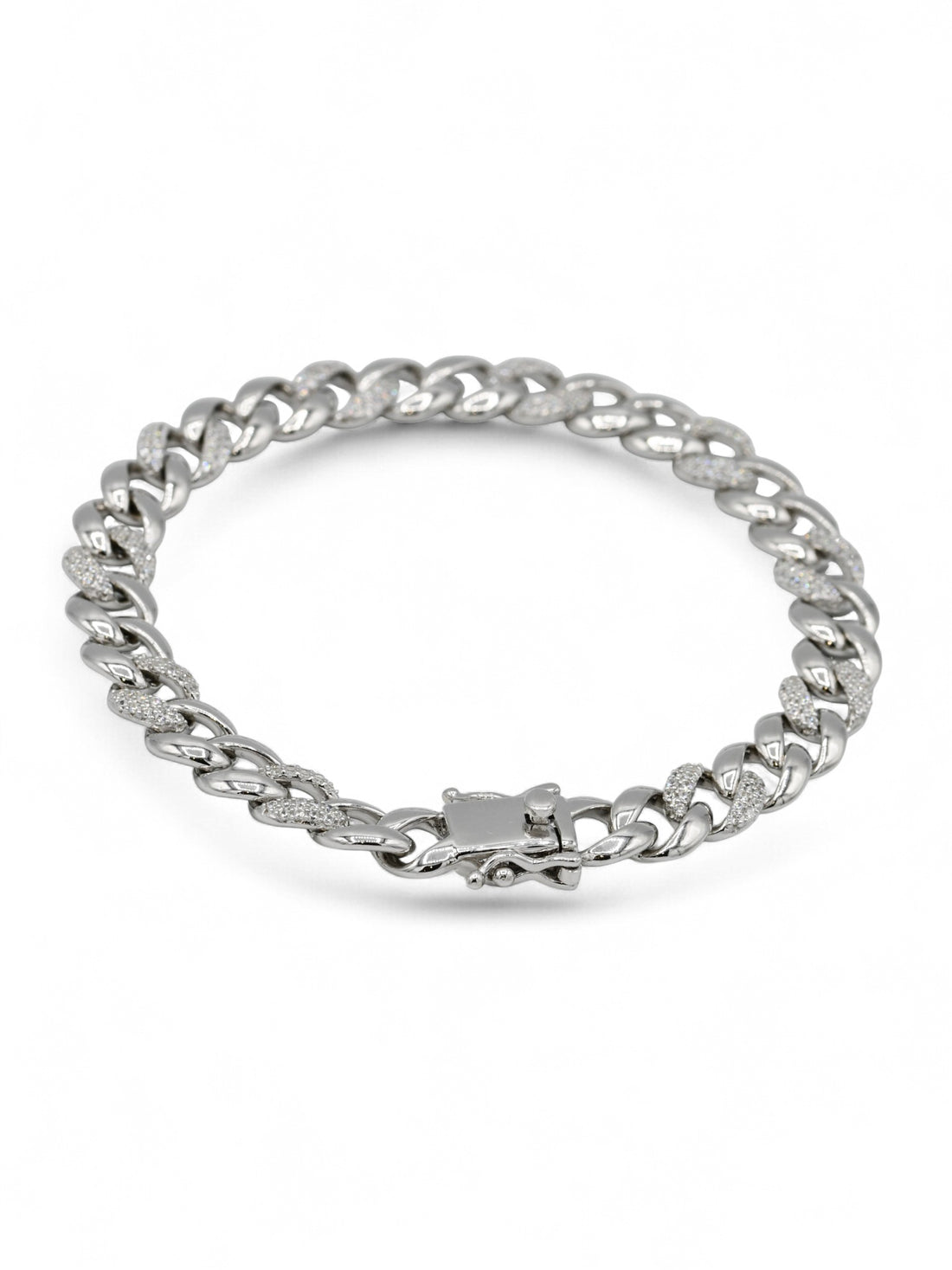 Sterling Silver CZ Curb Bracelet