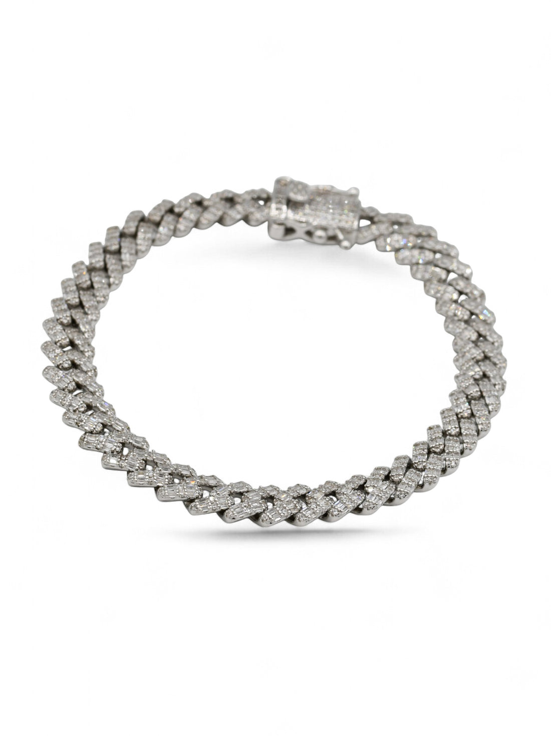 Sterling Silver CZ Curb Bracelet
