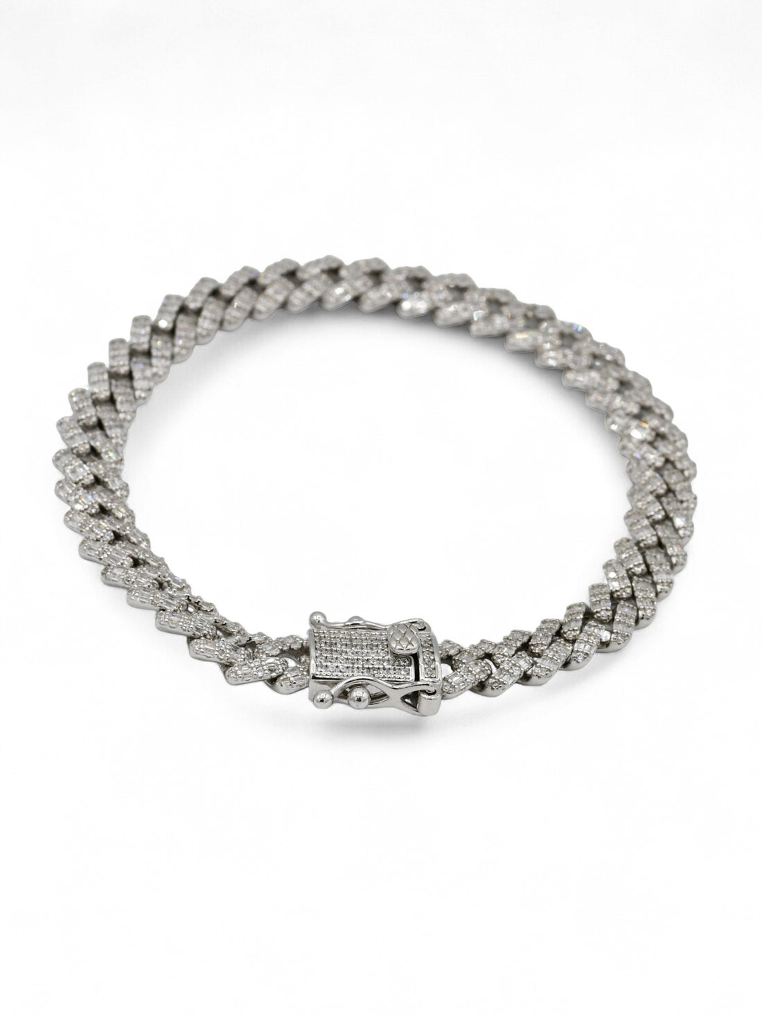 Sterling Silver CZ Curb Bracelet