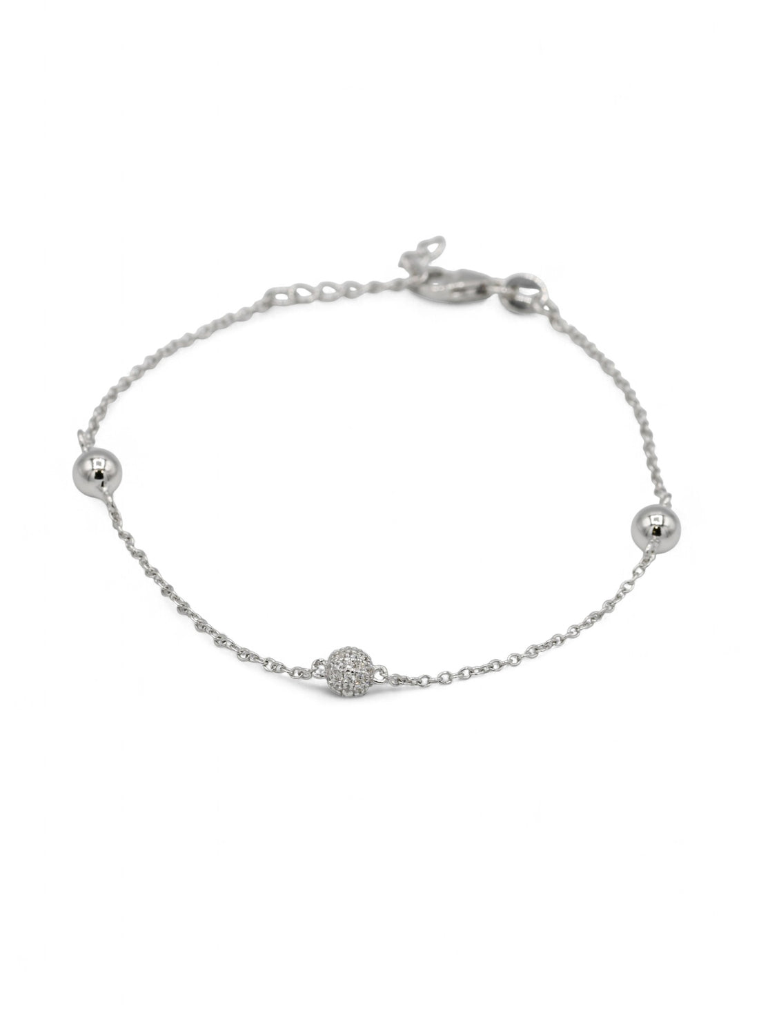925 Sterling Silver CZ Ball Ladies Bracelet